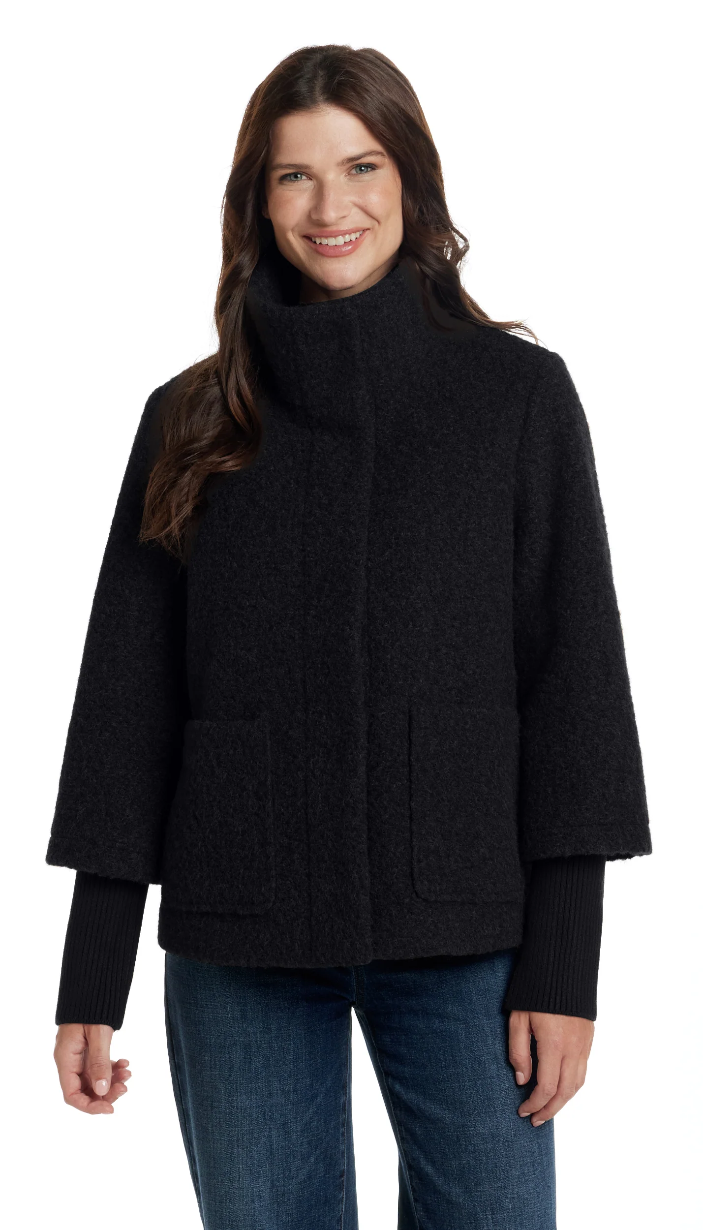 BOUCLE JACKET WITH KNIT SLEEVES - Image 26