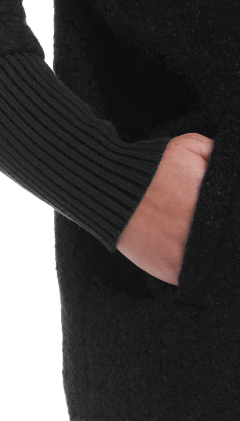 BUTTON FRONT BOUCLE TOPPER WITH KNIT SLEEVES - Image 17