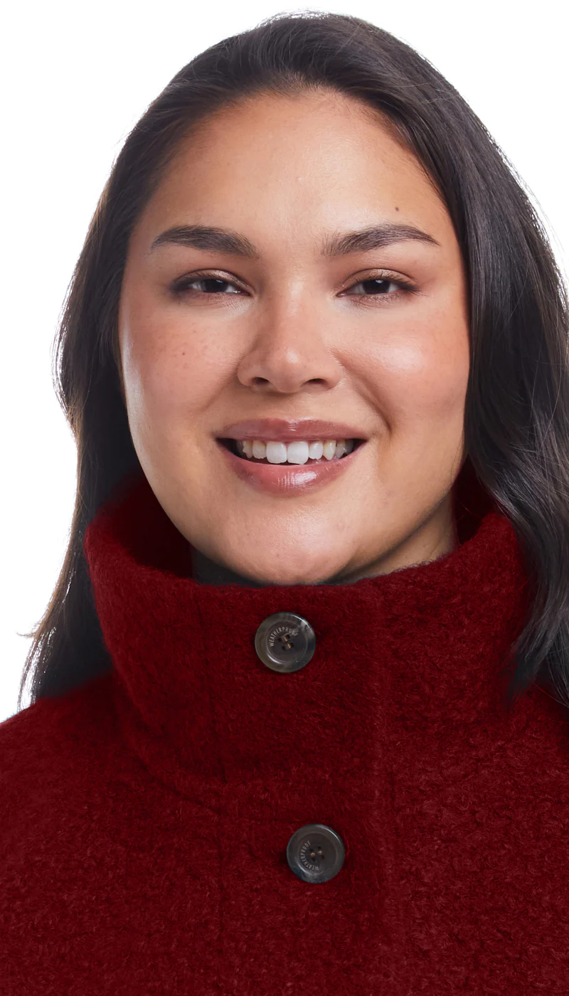 BUTTON FRONT BOUCLE TOPPER WITH KNIT SLEEVES - Image 22
