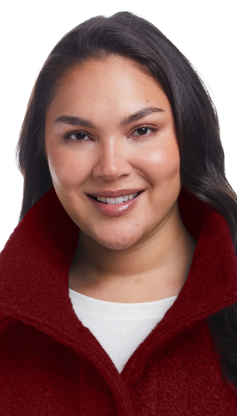 BUTTON FRONT BOUCLE TOPPER WITH KNIT SLEEVES - Image 23