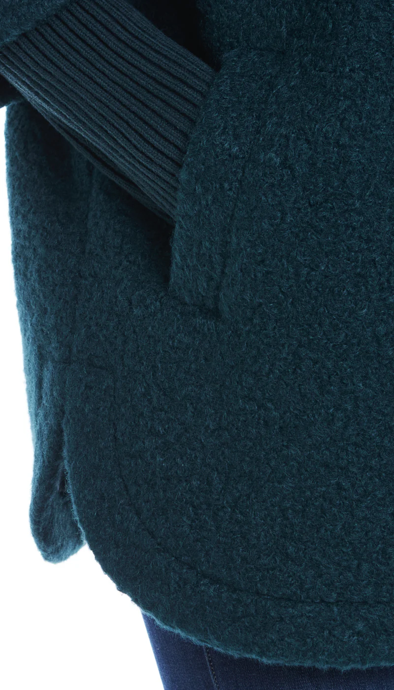 BUTTON FRONT BOUCLE TOPPER WITH KNIT SLEEVES - Image 10