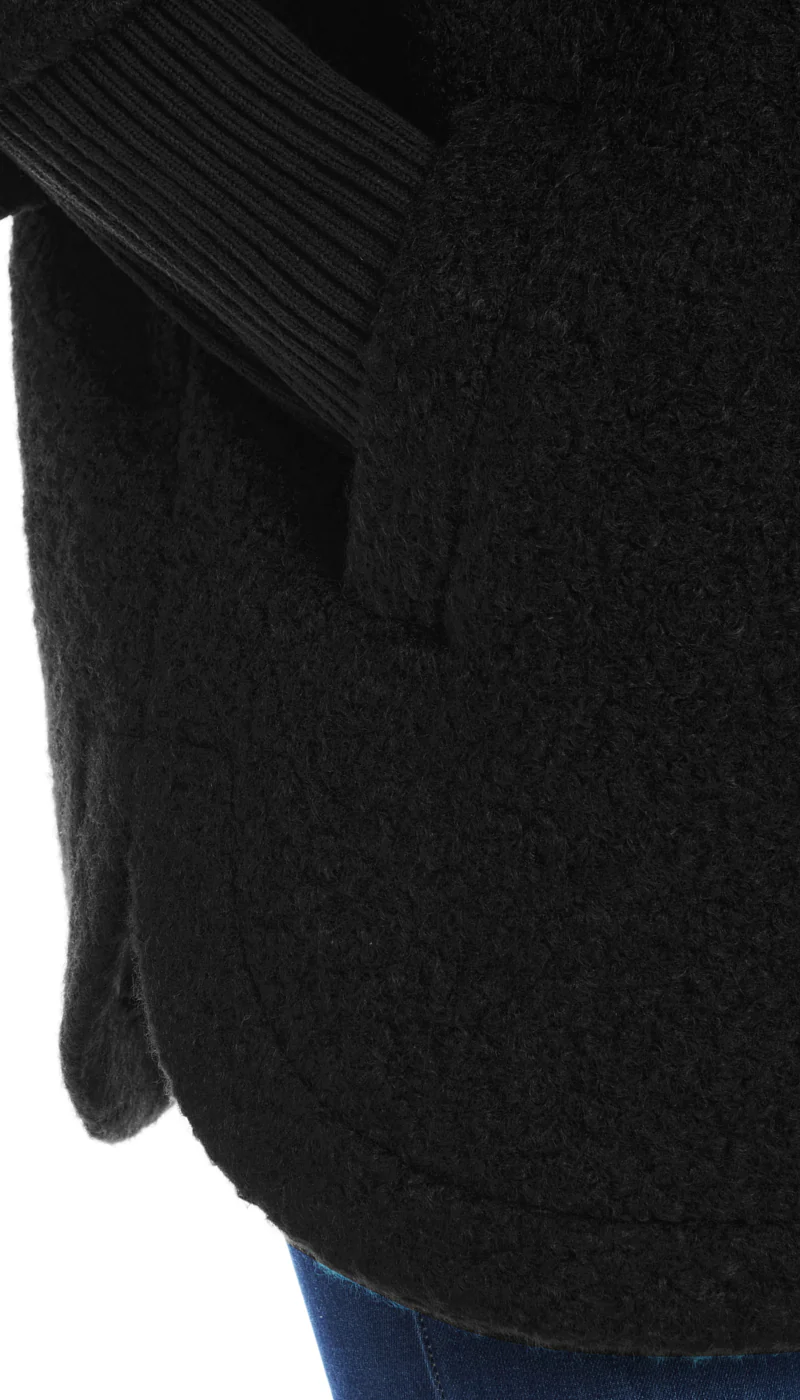 BUTTON FRONT BOUCLE TOPPER WITH KNIT SLEEVES - Image 23