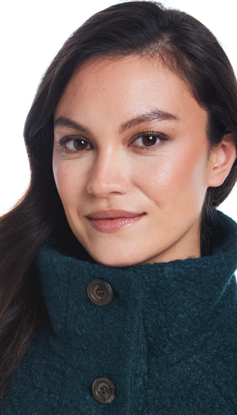 BUTTON FRONT BOUCLE TOPPER WITH KNIT SLEEVES - Image 7