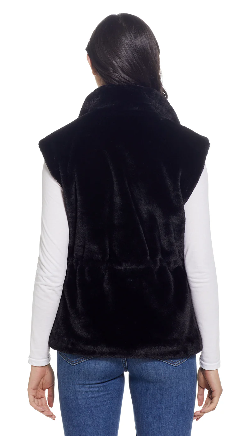 CINCHED FAUX FUR VEST - Image 3