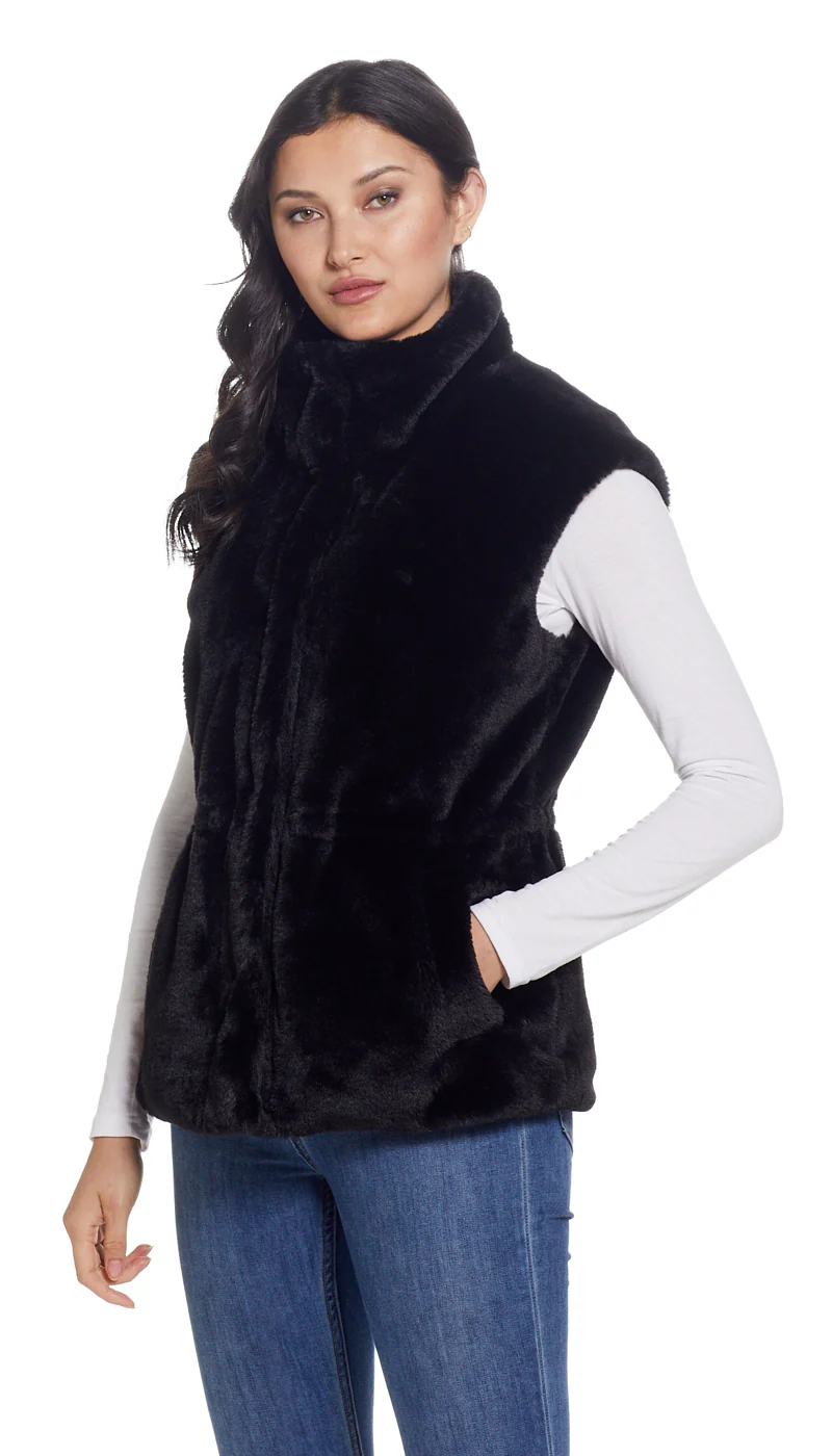 CINCHED FAUX FUR VEST - Image 4