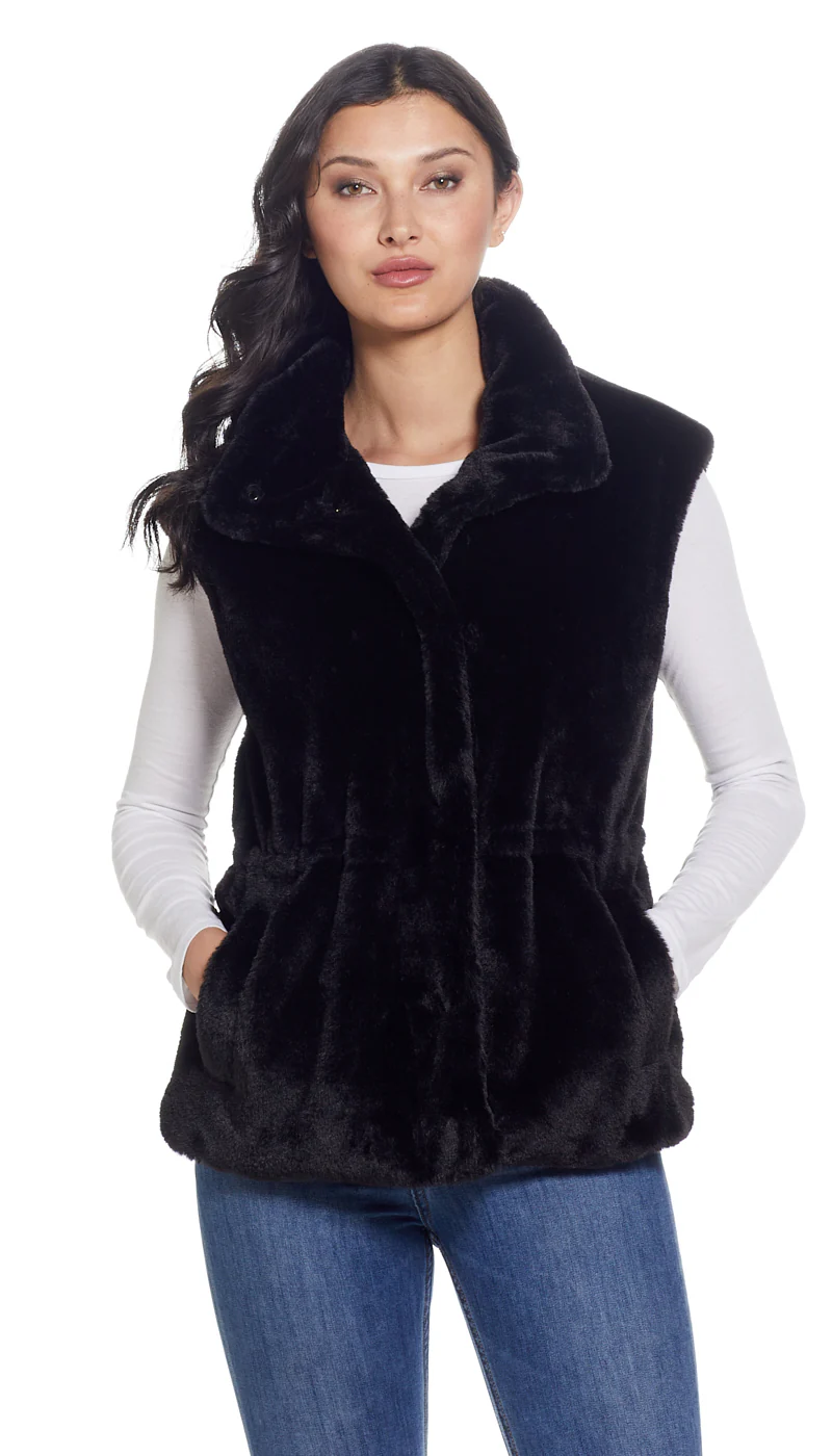CINCHED FAUX FUR VEST - Image 5
