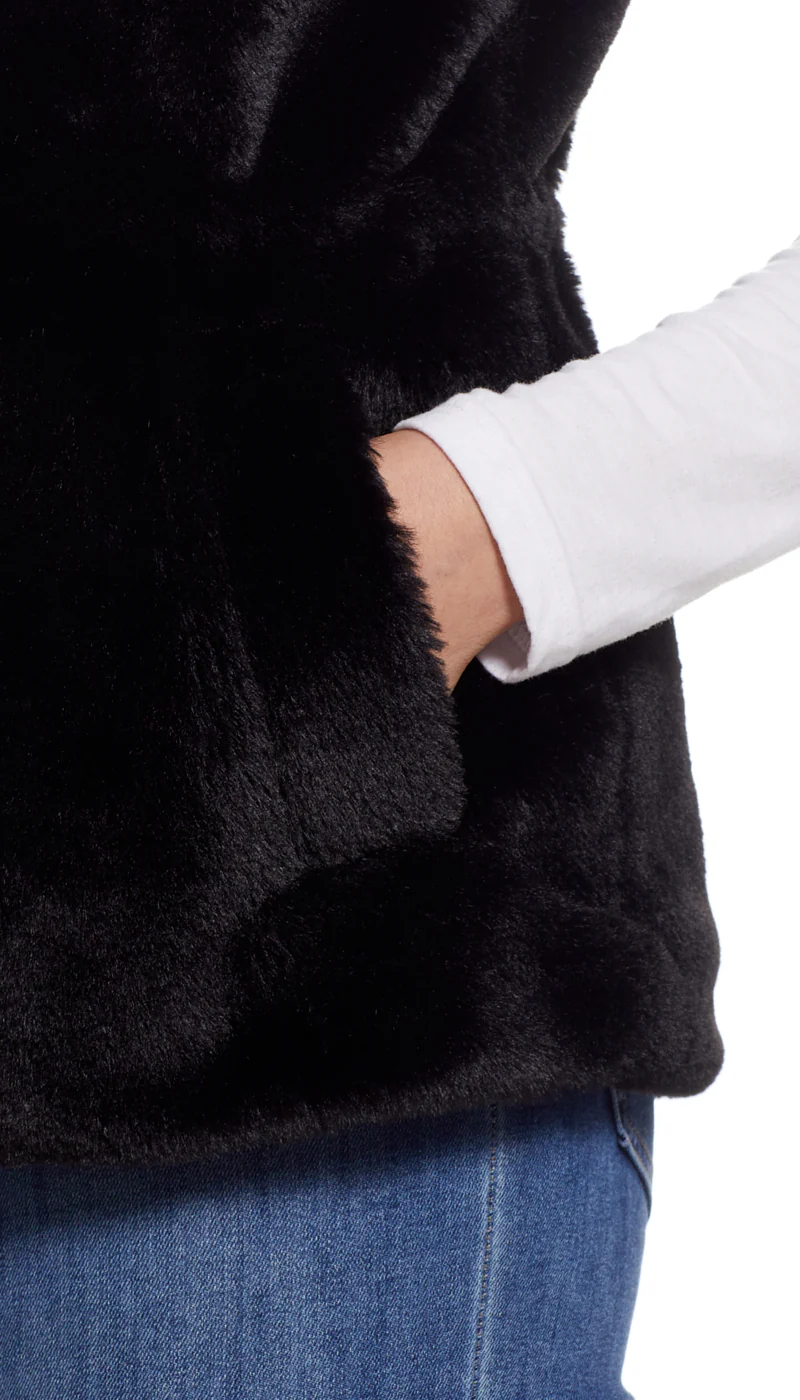 CINCHED FAUX FUR VEST - Image 8