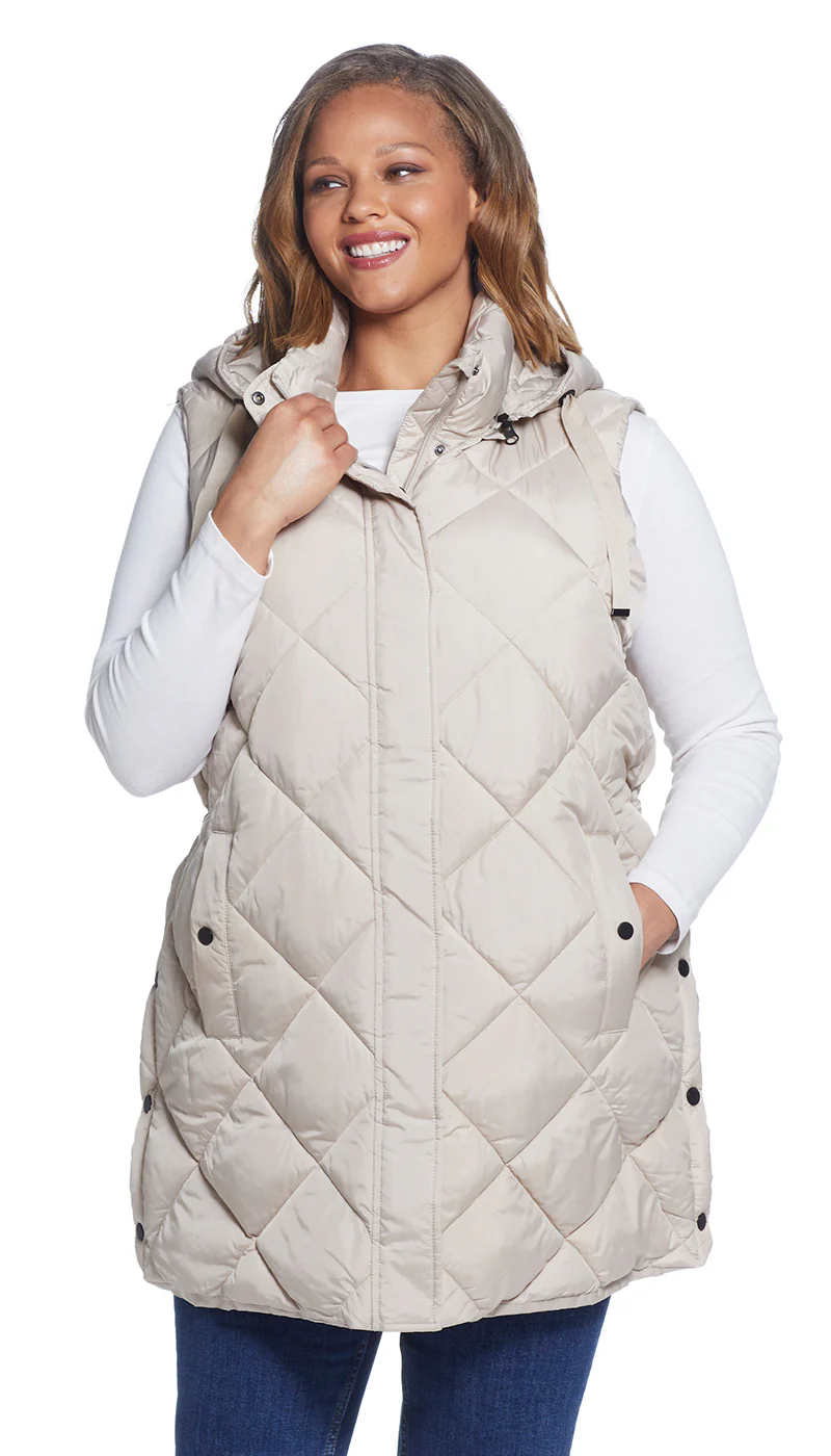 DIAMOND QUILTED LONGLINE HOODED VEST - Image 11
