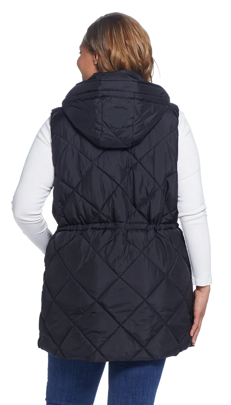 DIAMOND QUILTED LONGLINE HOODED VEST - Image 17