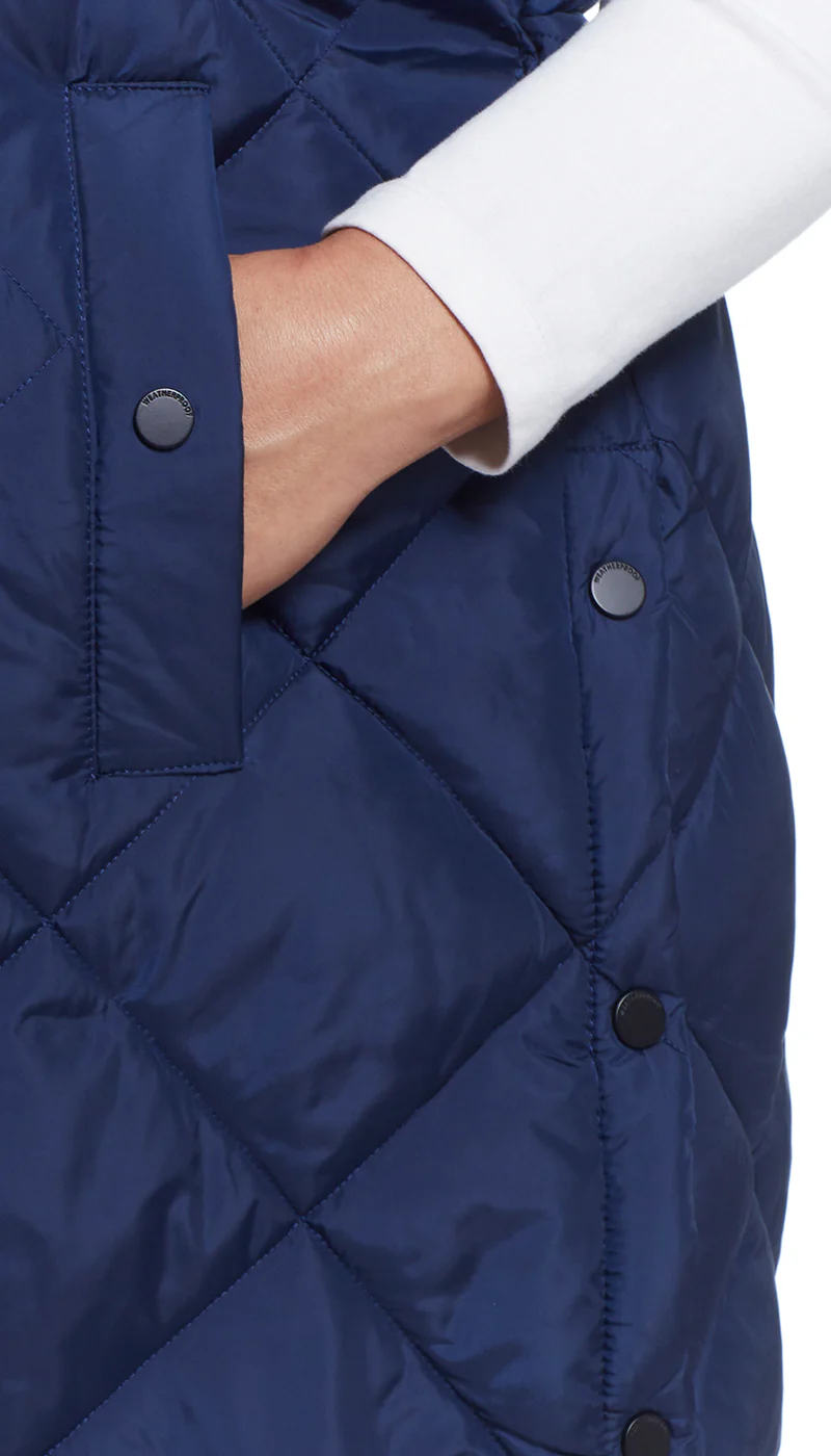 DIAMOND QUILTED LONGLINE HOODED VEST - Image 5