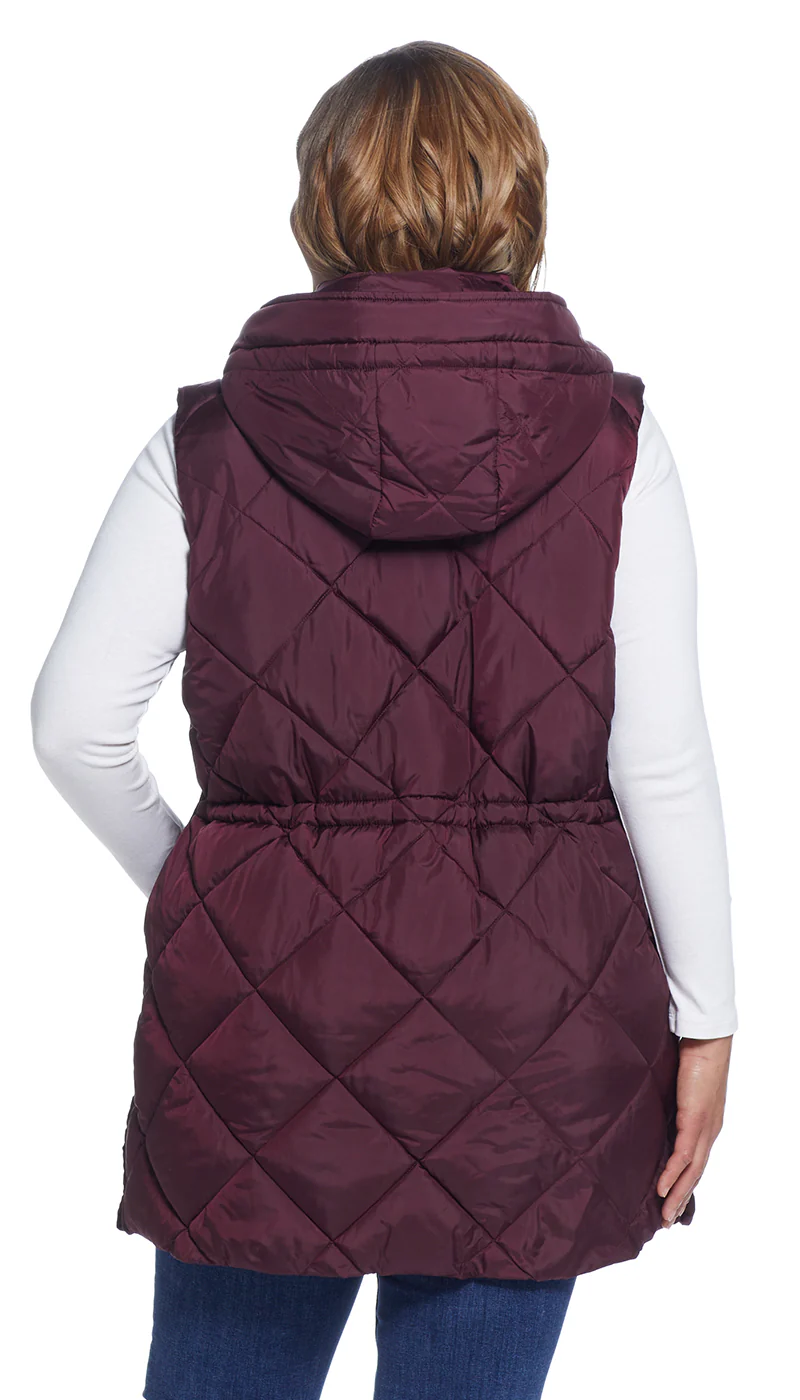 DIAMOND QUILTED LONGLINE HOODED VEST - Image 7