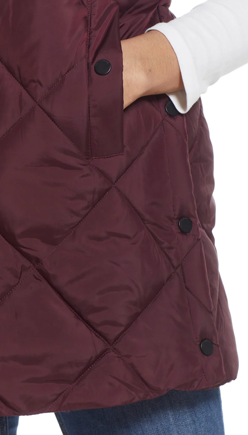 DIAMOND QUILTED LONGLINE HOODED VEST - Image 11