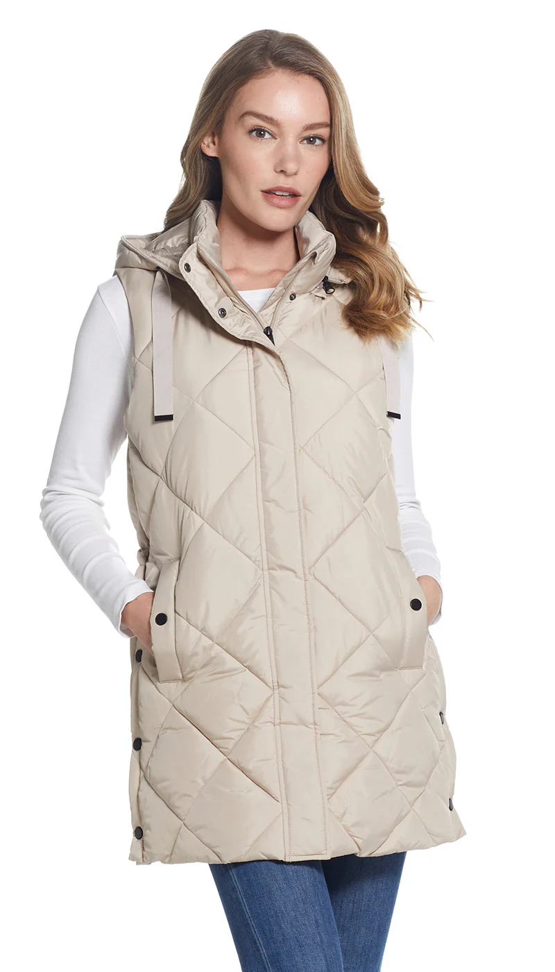 DIAMOND QUILTED LONGLINE HOODED VEST - Image 12