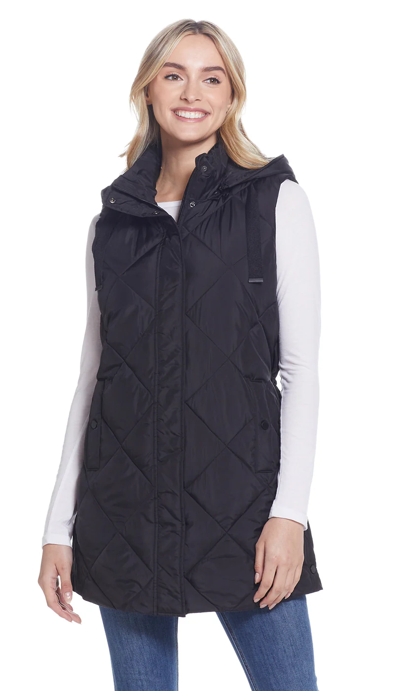 DIAMOND QUILTED LONGLINE HOODED VEST - Image 17