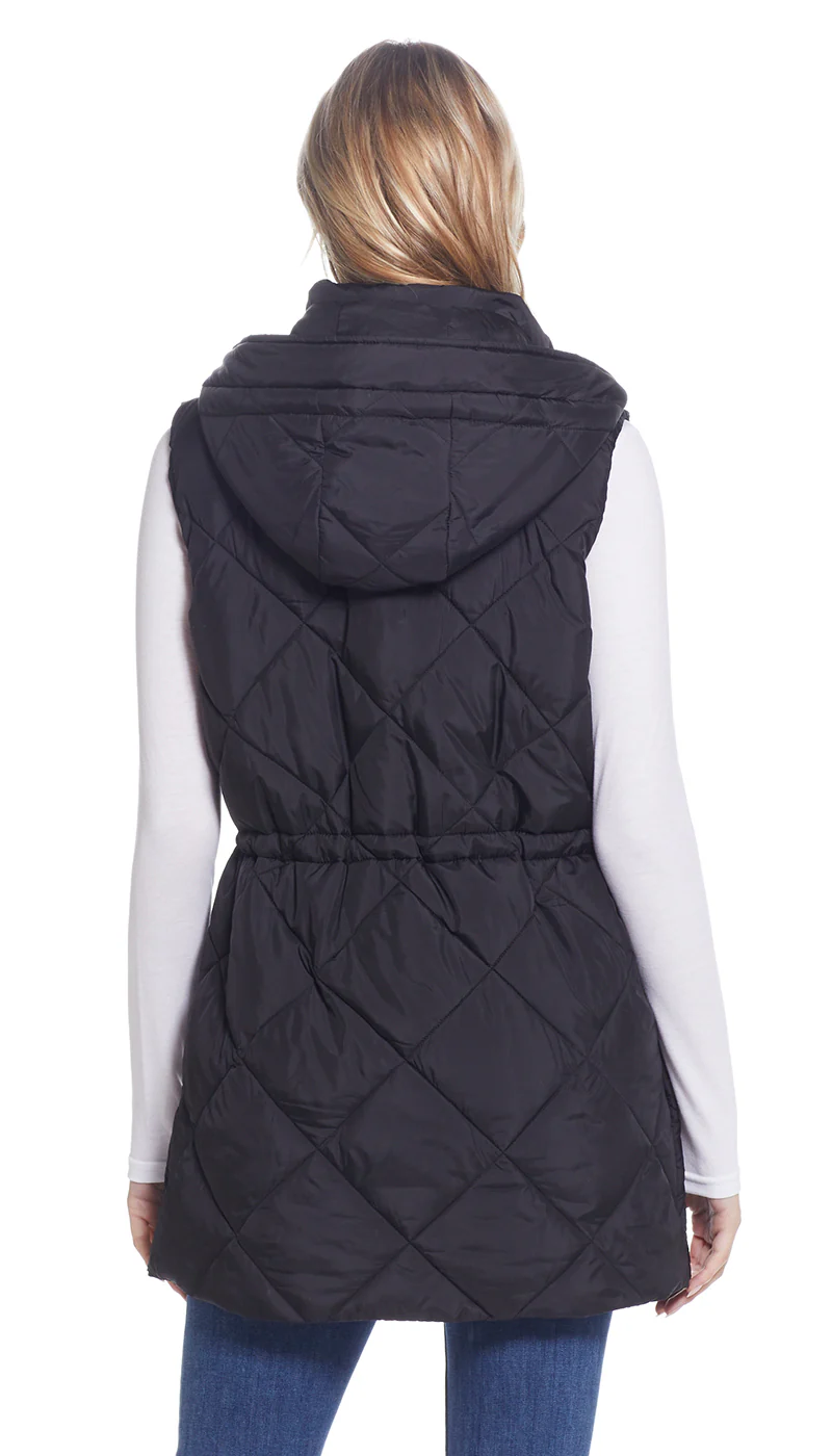 DIAMOND QUILTED LONGLINE HOODED VEST - Image 18