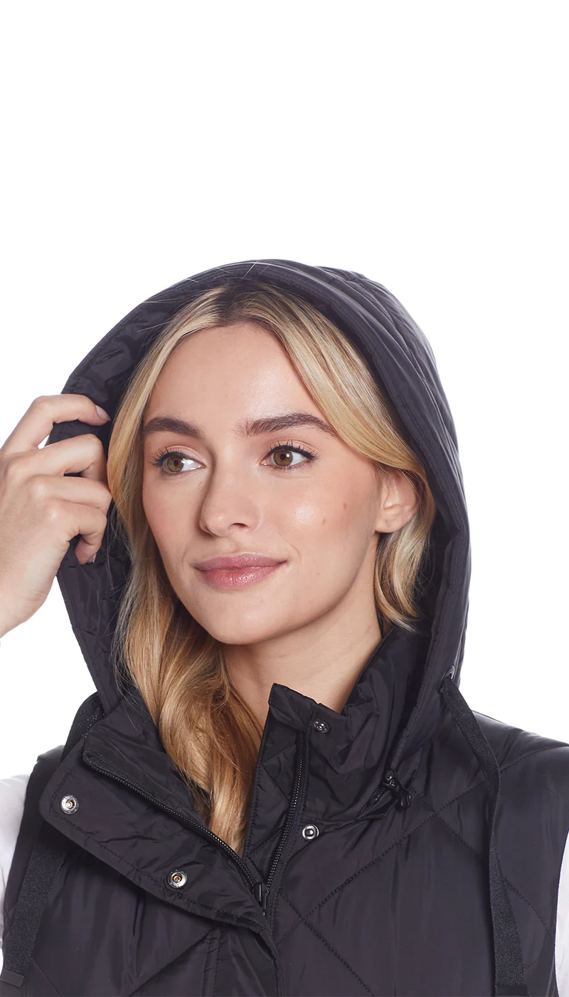 DIAMOND QUILTED LONGLINE HOODED VEST - Image 20