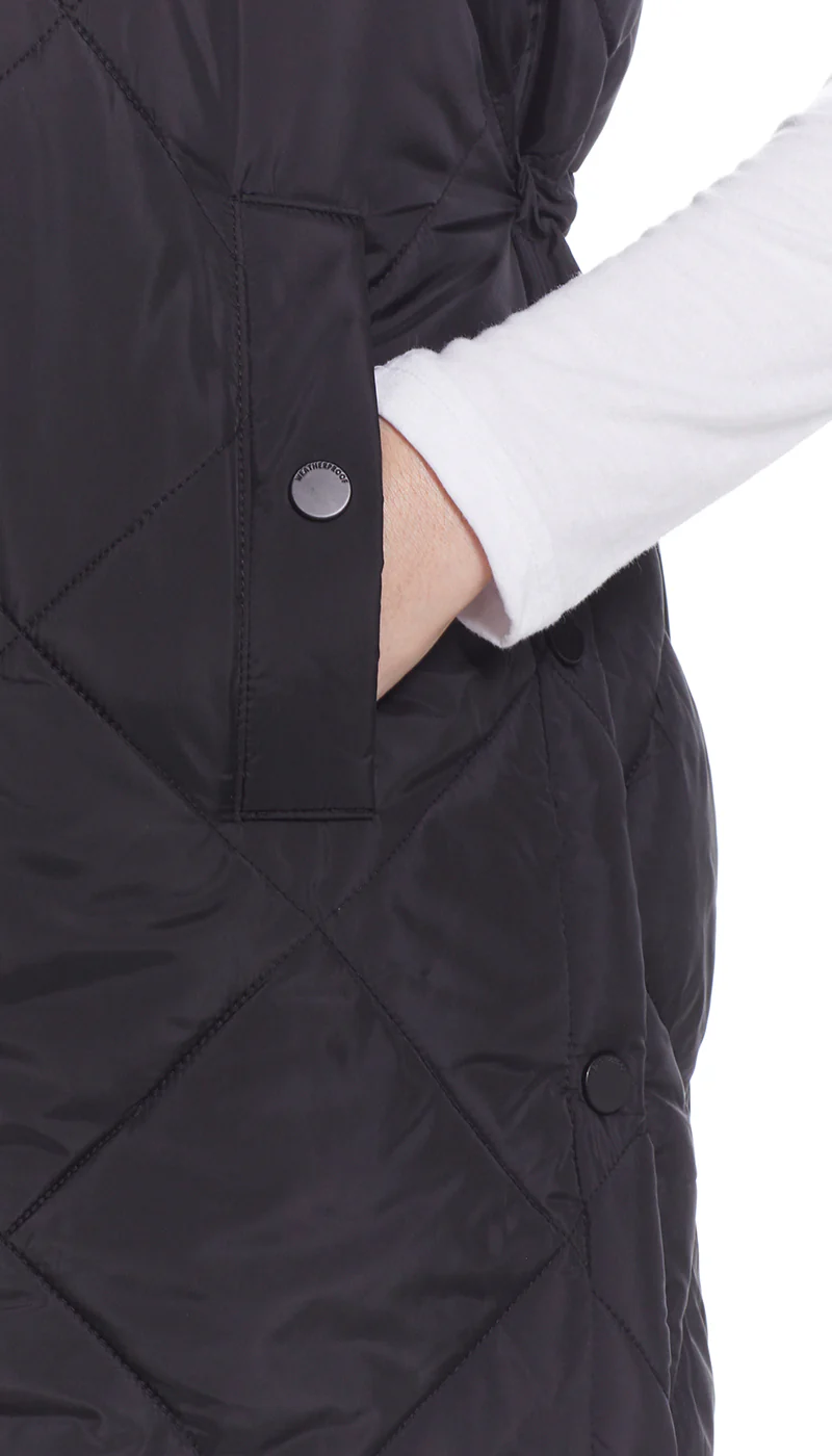 DIAMOND QUILTED LONGLINE HOODED VEST - Image 21