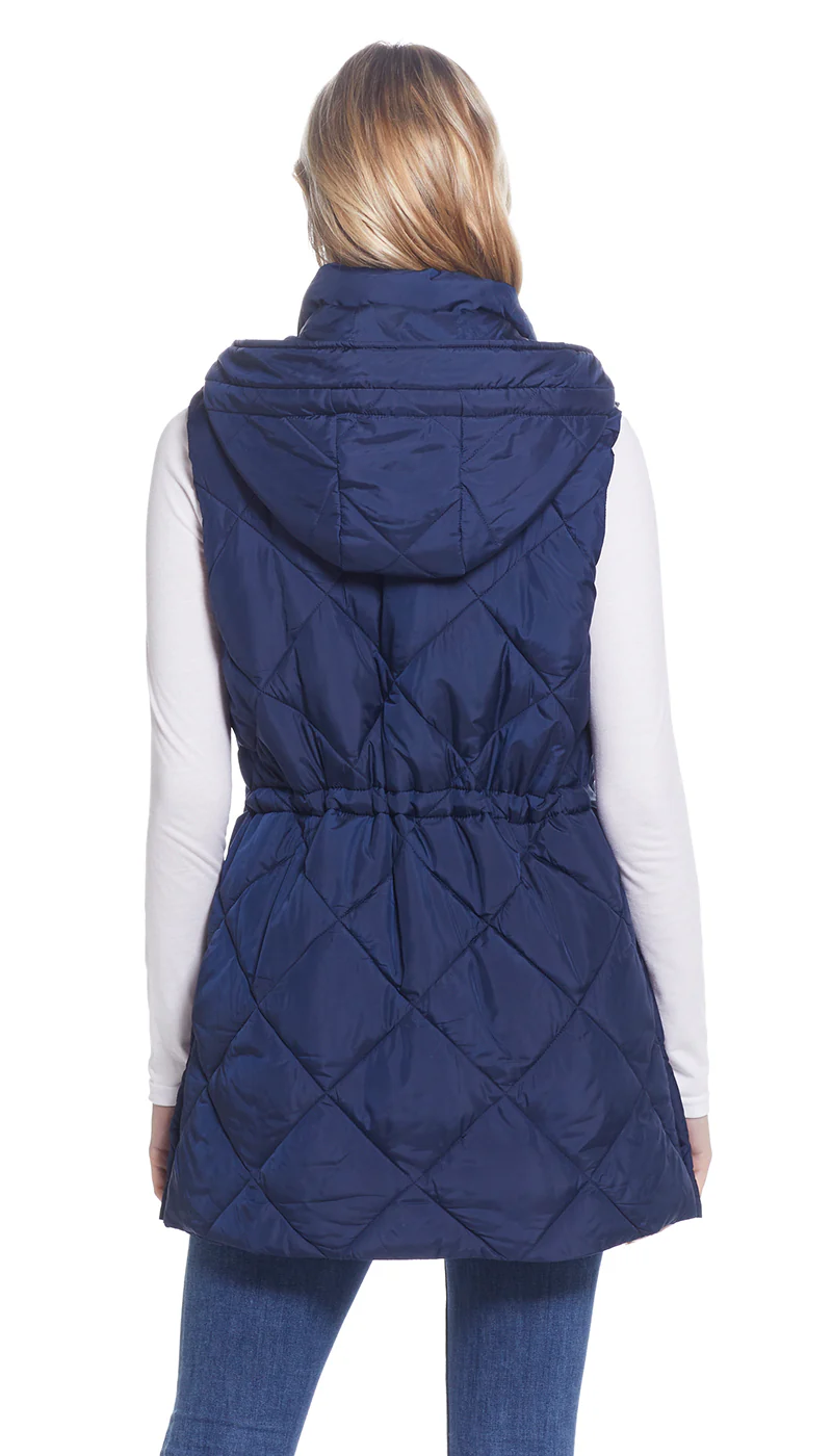 DIAMOND QUILTED LONGLINE HOODED VEST - Image 3
