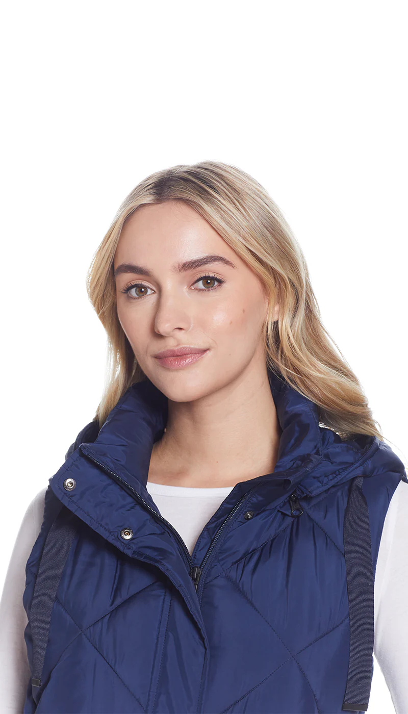 DIAMOND QUILTED LONGLINE HOODED VEST - Image 4