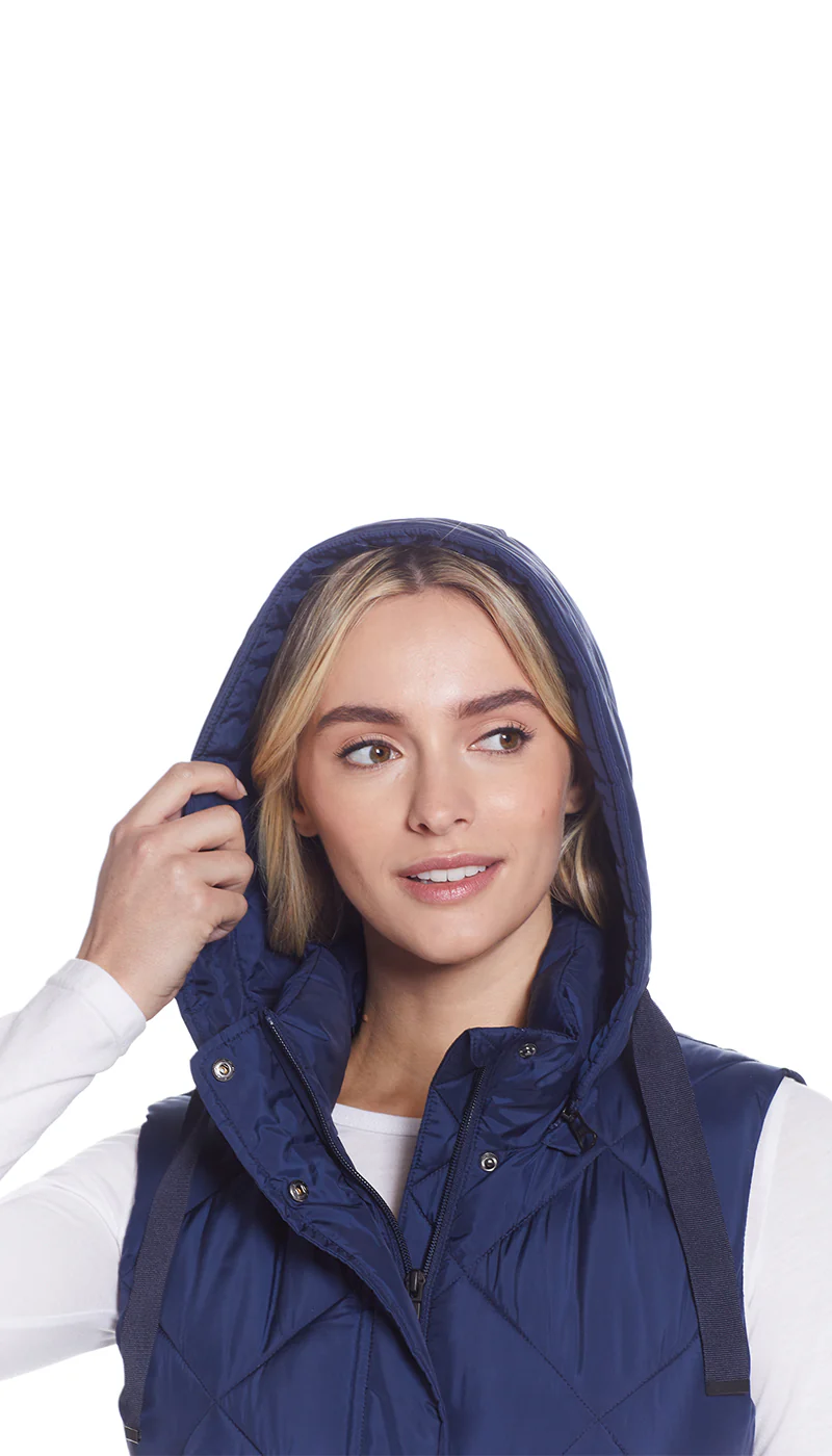 DIAMOND QUILTED LONGLINE HOODED VEST - Image 5