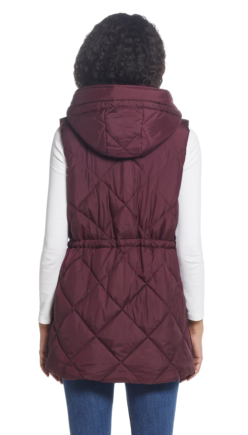 DIAMOND QUILTED LONGLINE HOODED VEST - Image 8
