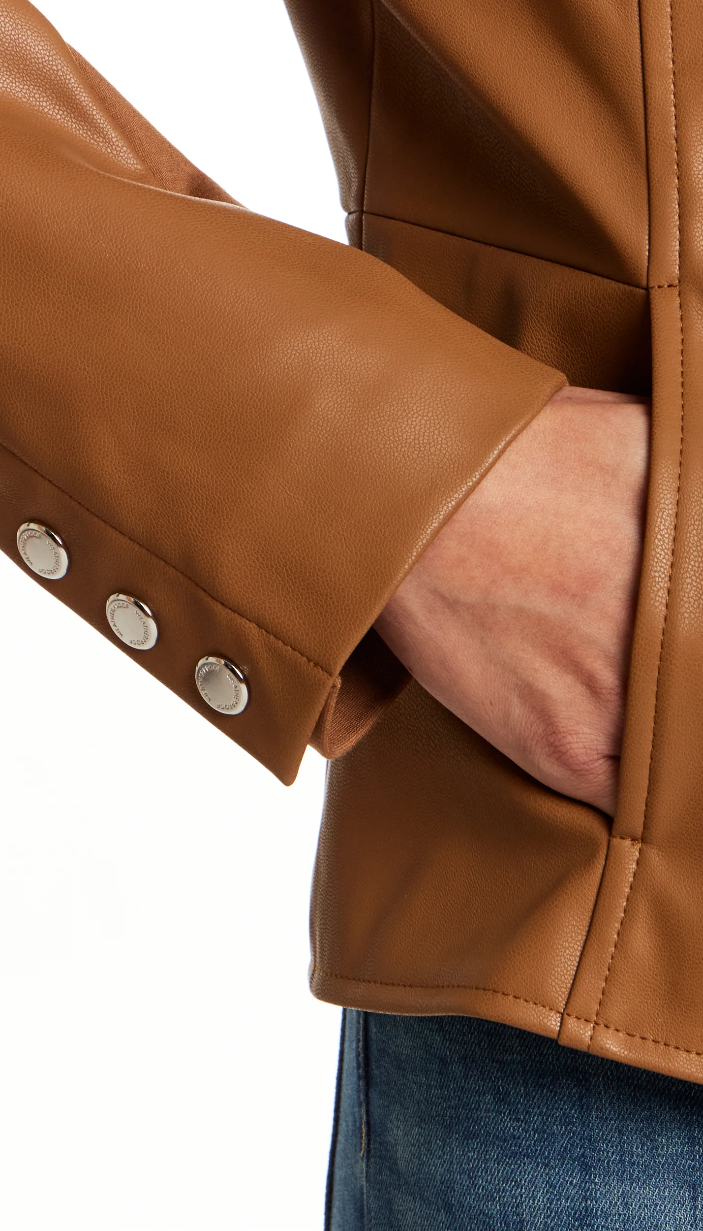FAUX LEATHER JACKET WITH STRETCH KNIT - Image 18
