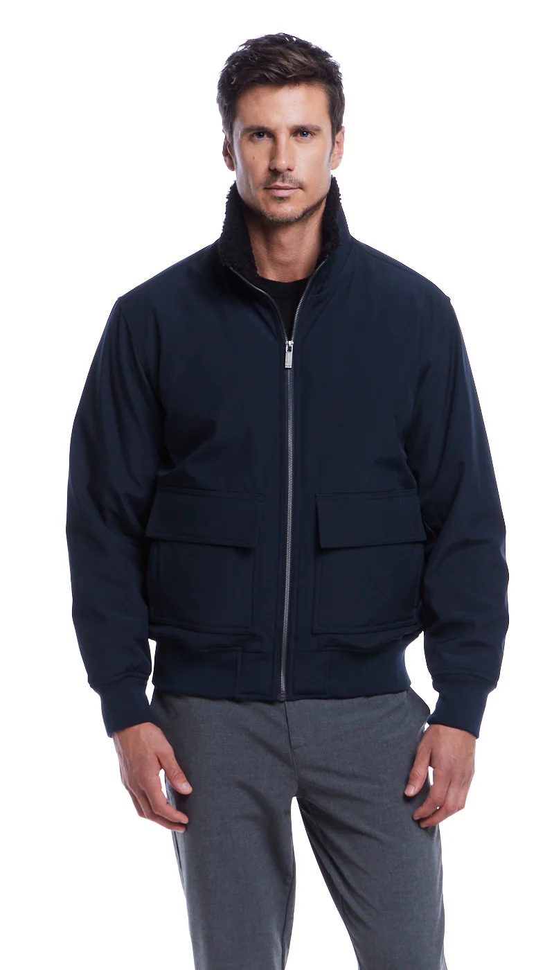 FLEX TECH BOMBER WITH FAUX FUR TRIM - Image 3