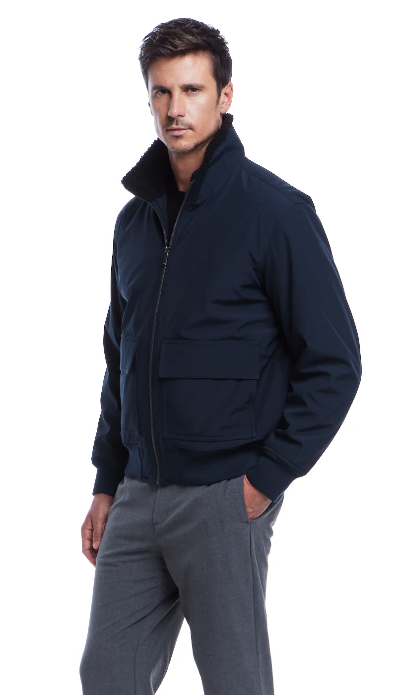 FLEX TECH BOMBER WITH FAUX FUR TRIM - Image 8