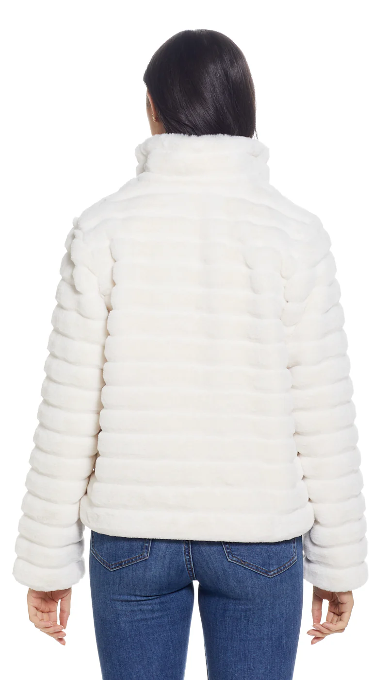 GROOVED FAUX FUR JACKET - Image 3