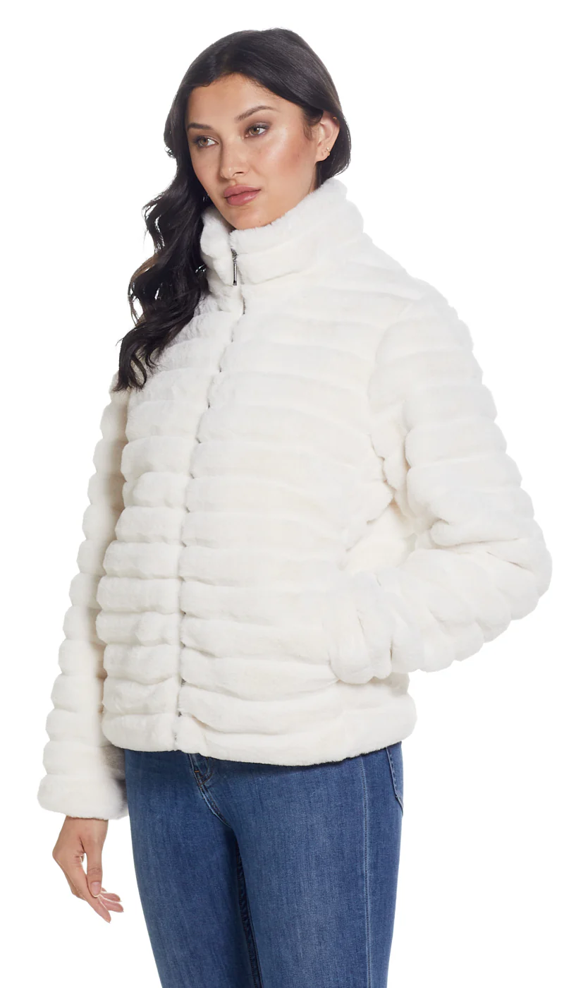 GROOVED FAUX FUR JACKET - Image 4