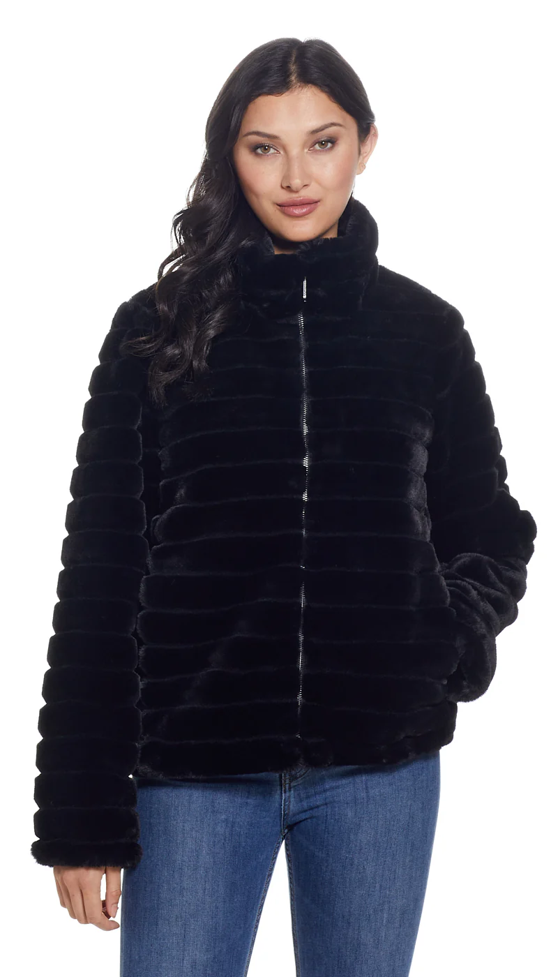 GROOVED FAUX FUR JACKET - Image 8