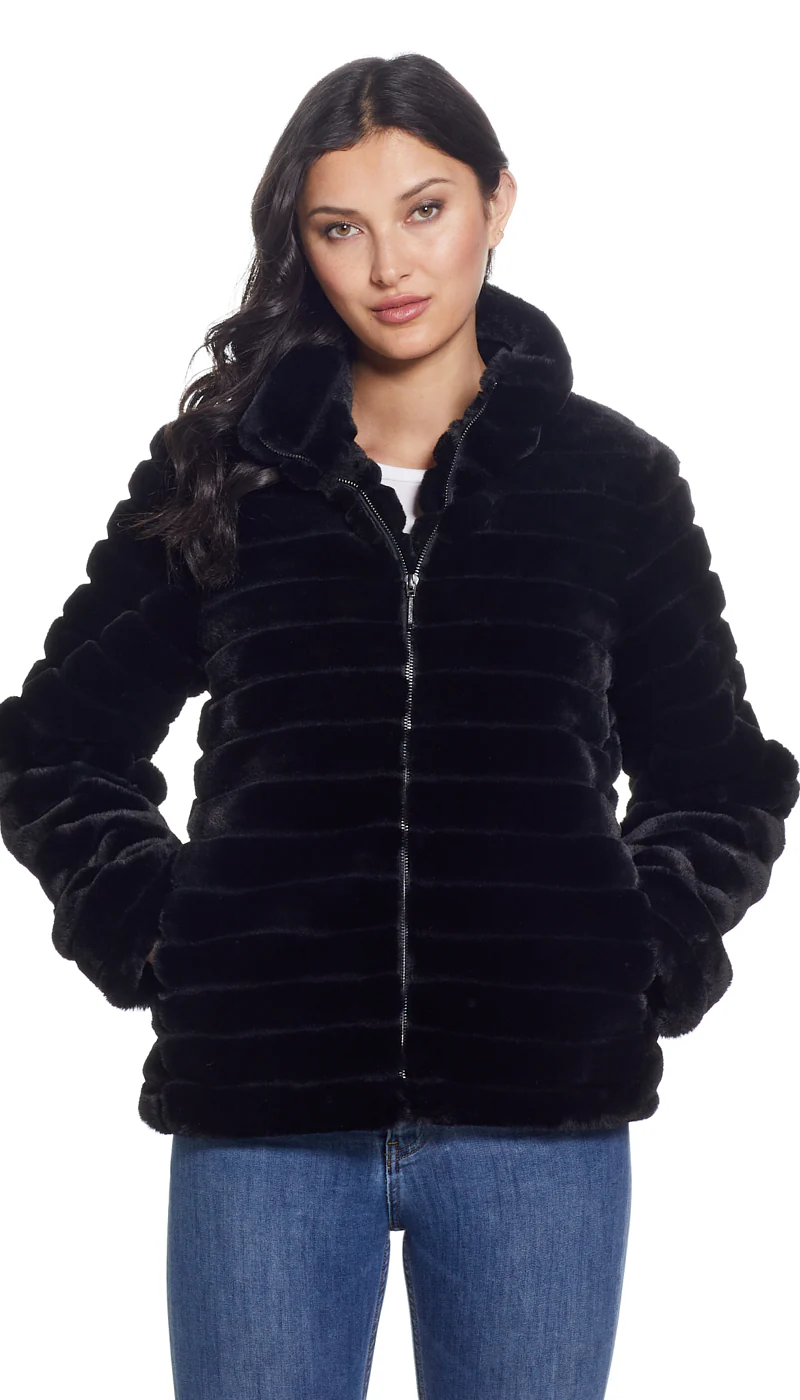 GROOVED FAUX FUR JACKET - Image 9