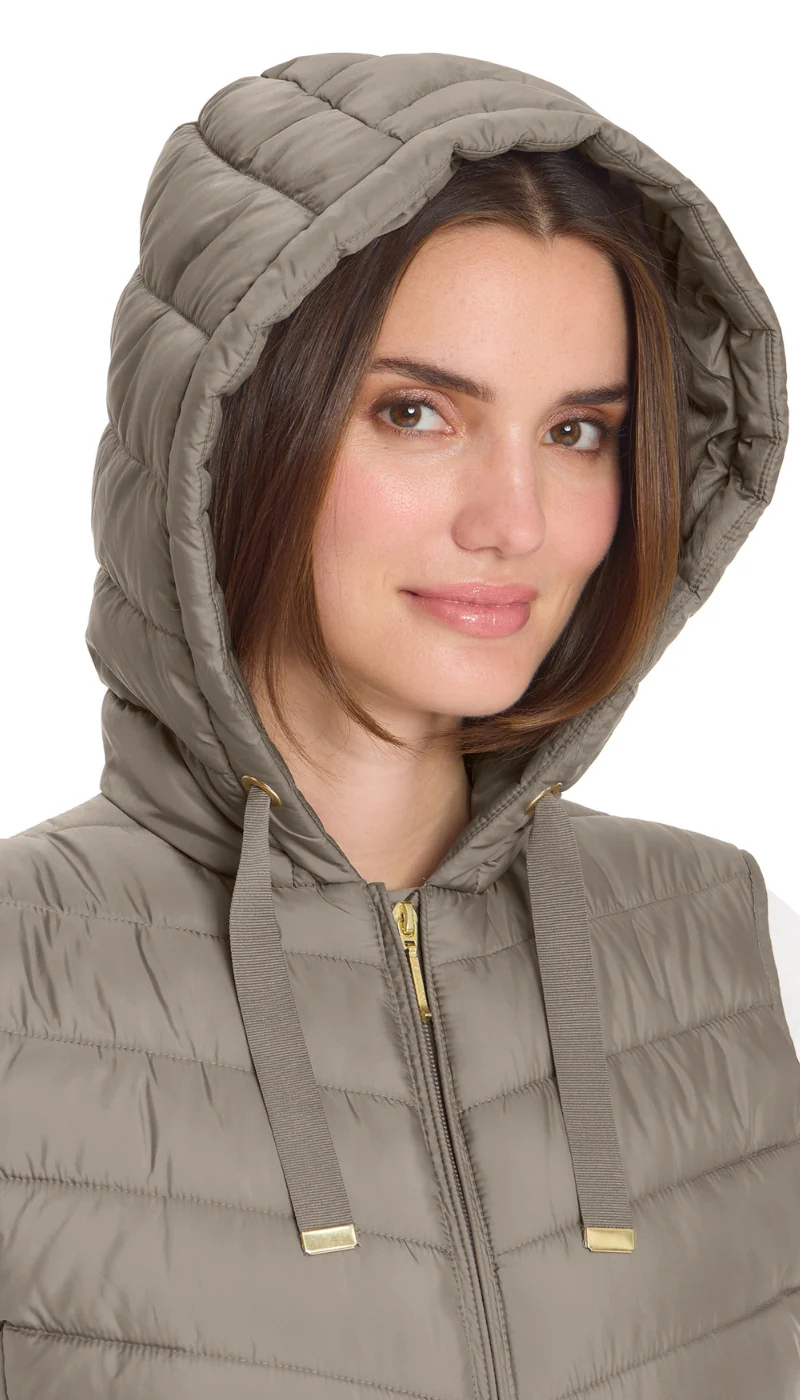 HOODED CHEVRON LONGLINE PUFFER VEST - Image 14
