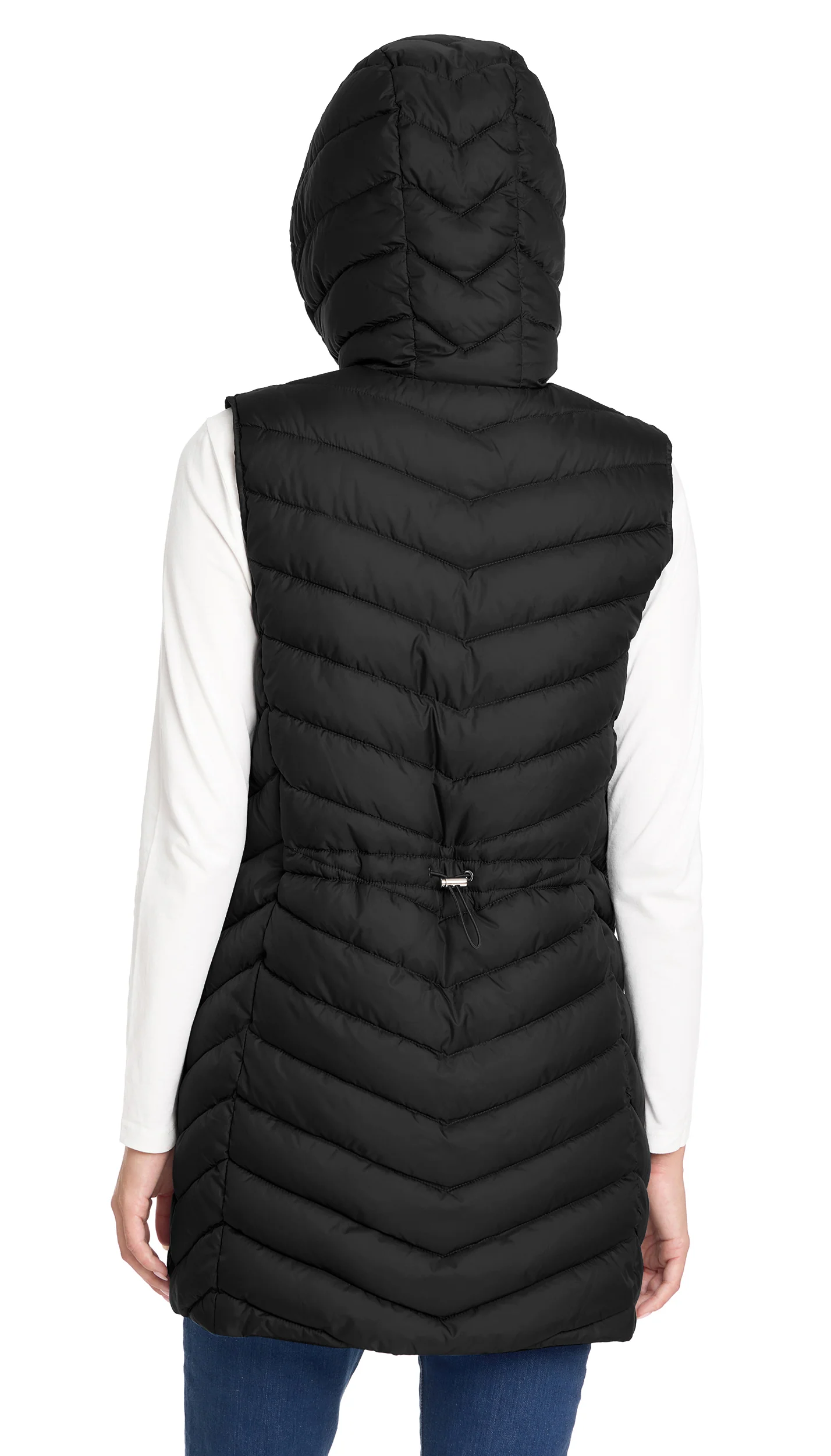 HOODED CHEVRON LONGLINE PUFFER VEST - Image 20