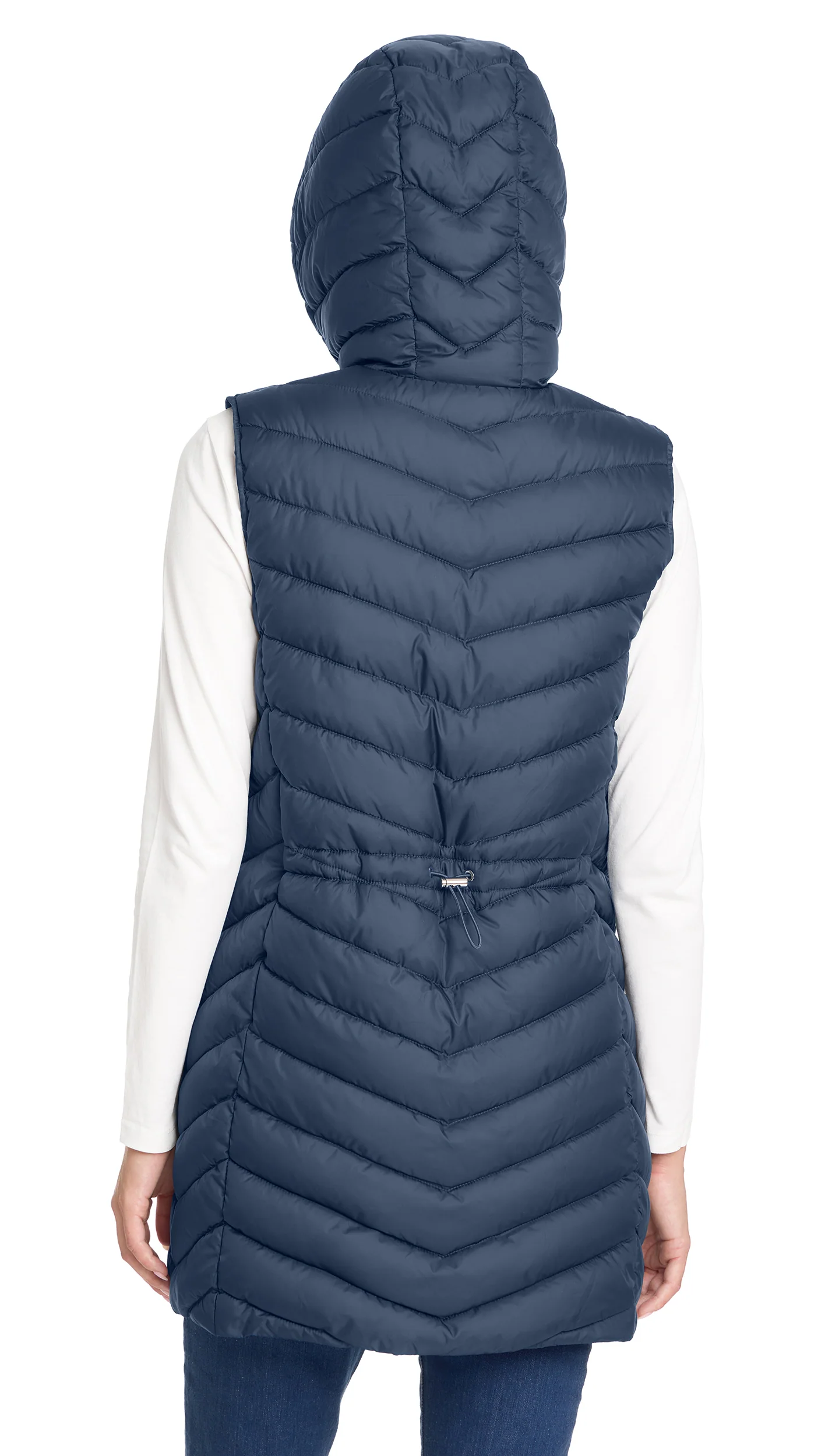 HOODED CHEVRON LONGLINE PUFFER VEST - Image 27