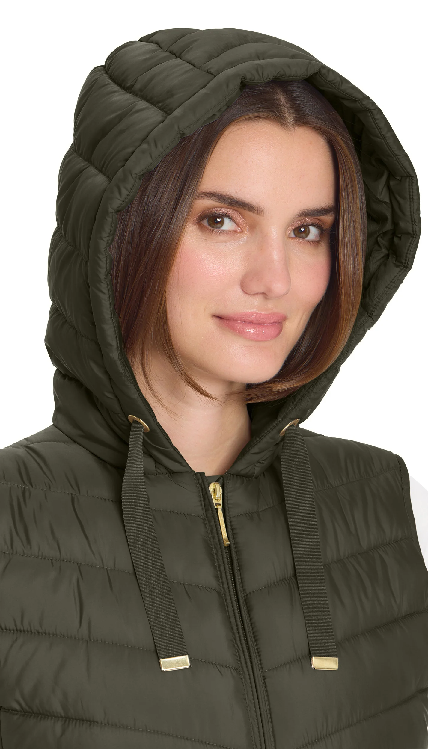 HOODED CHEVRON LONGLINE PUFFER VEST - Image 6