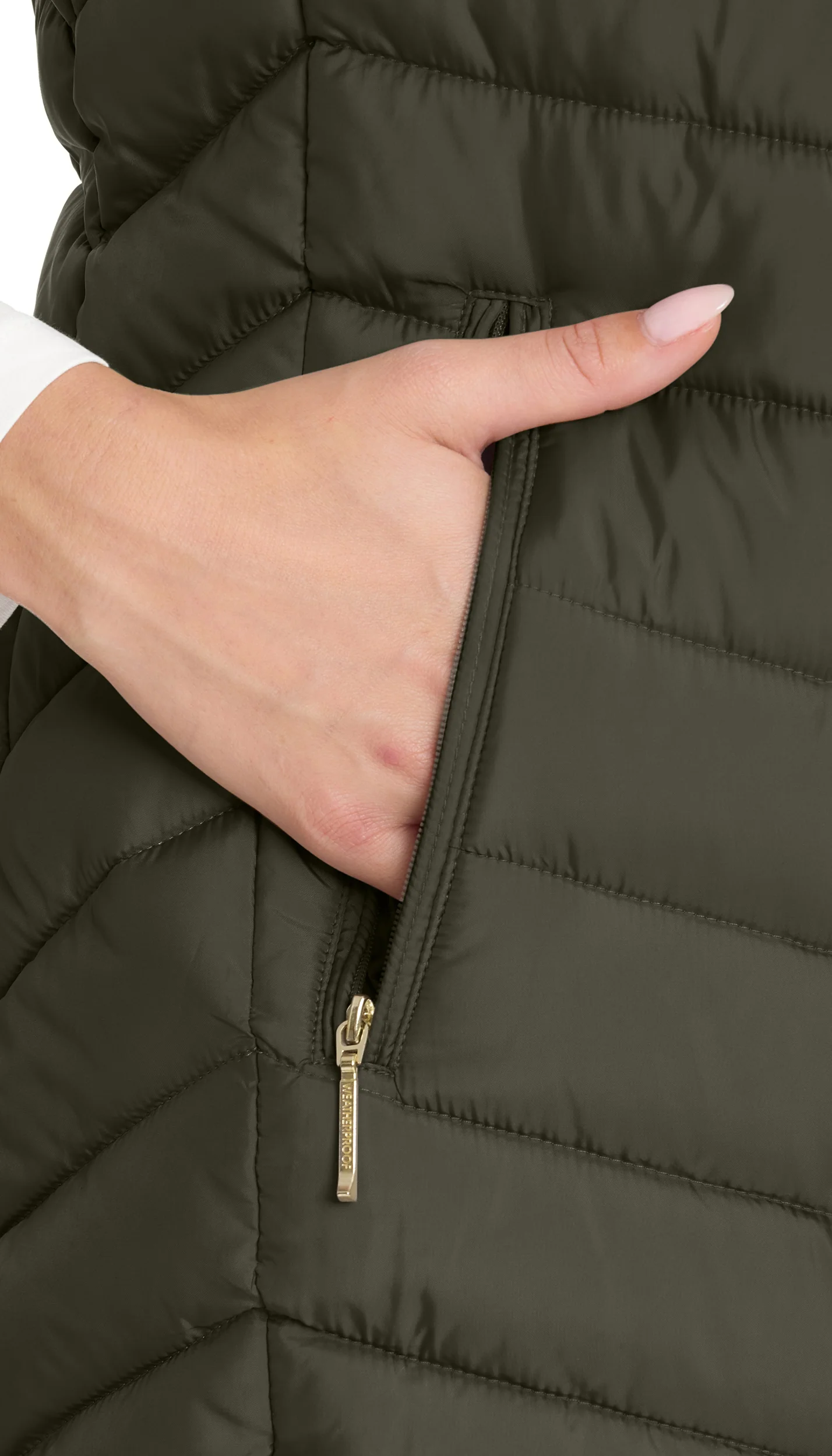 HOODED CHEVRON LONGLINE PUFFER VEST - Image 9