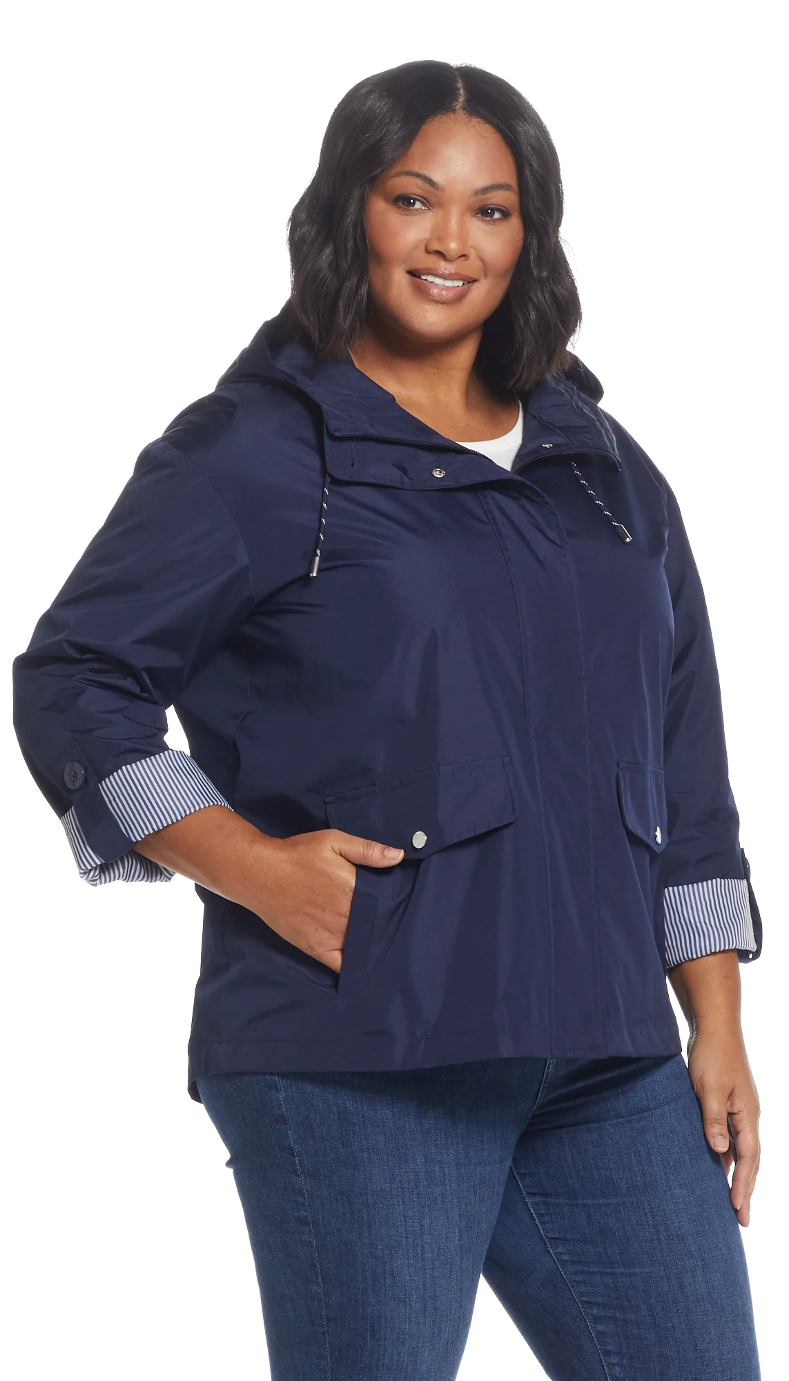 HOODED JACKET WITH TURN BACK SLEEVES - Image 4