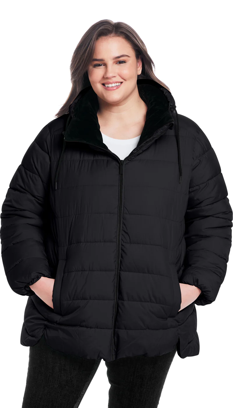 HOODED PUFFER WITH COZY PILE - Image 7