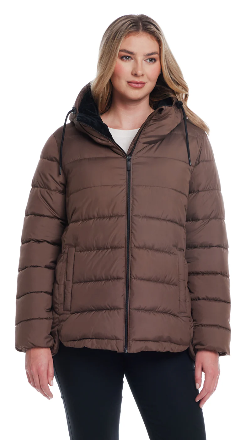 HOODED PUFFER WITH COZY PILE - Image 19