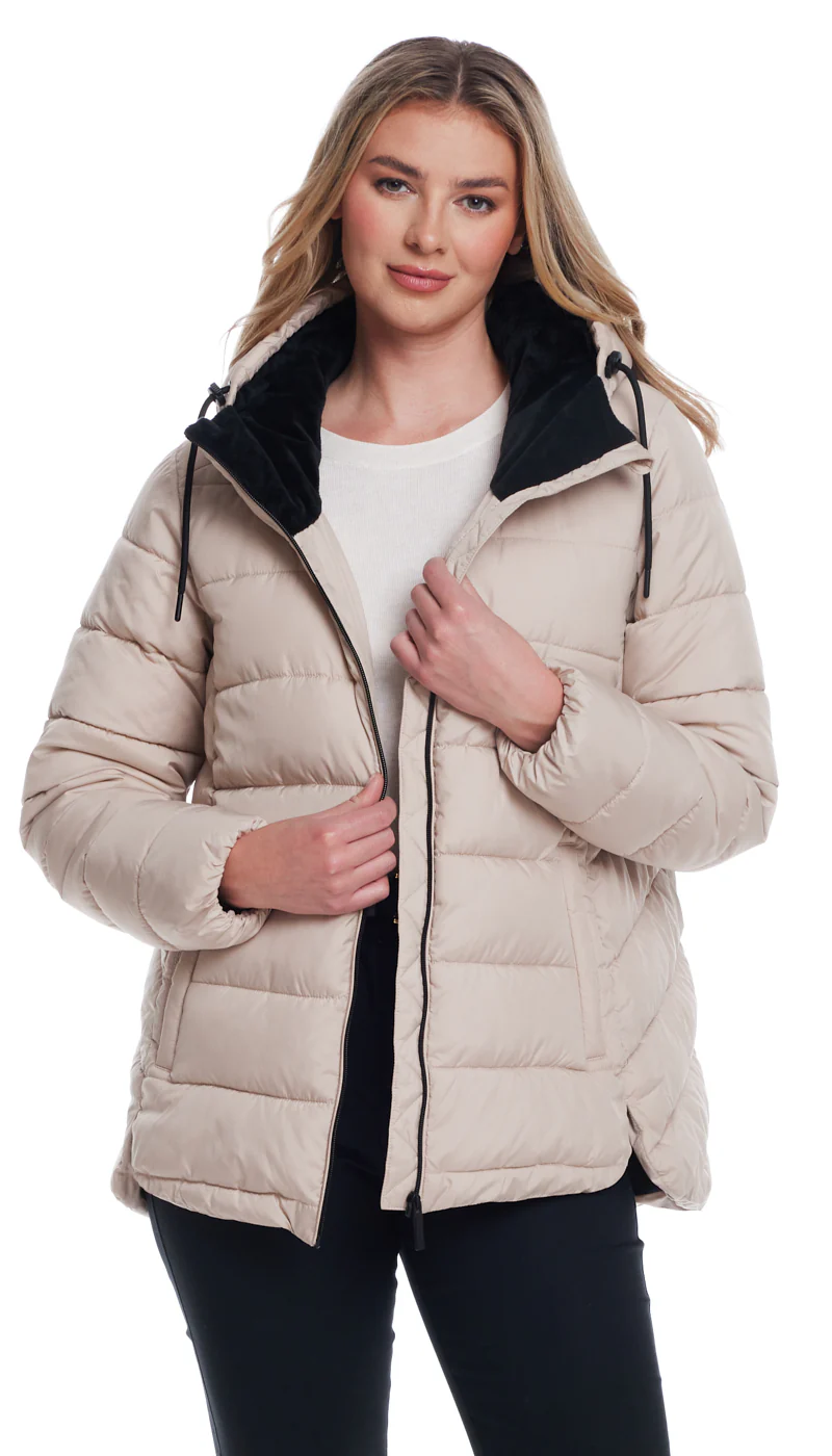 HOODED PUFFER WITH COZY PILE - Image 9