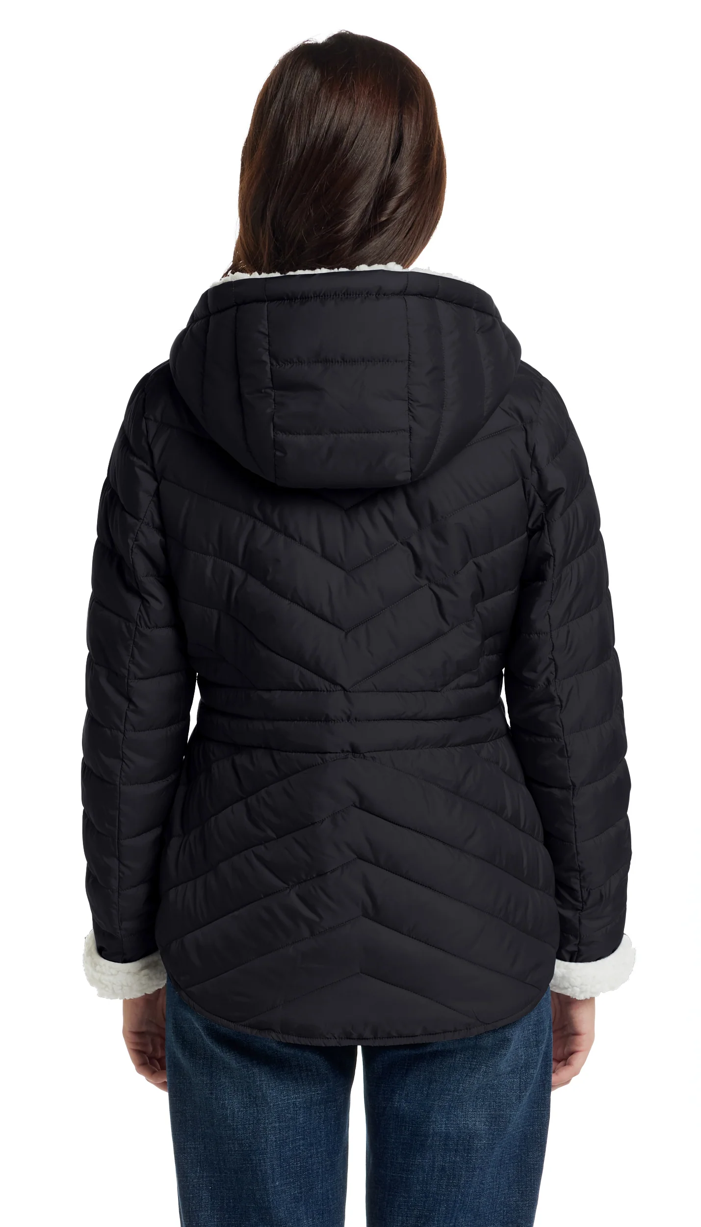 CHEVRON QUILTED PUFFER COAT WITH COZY FLEECE LINING - Image 11