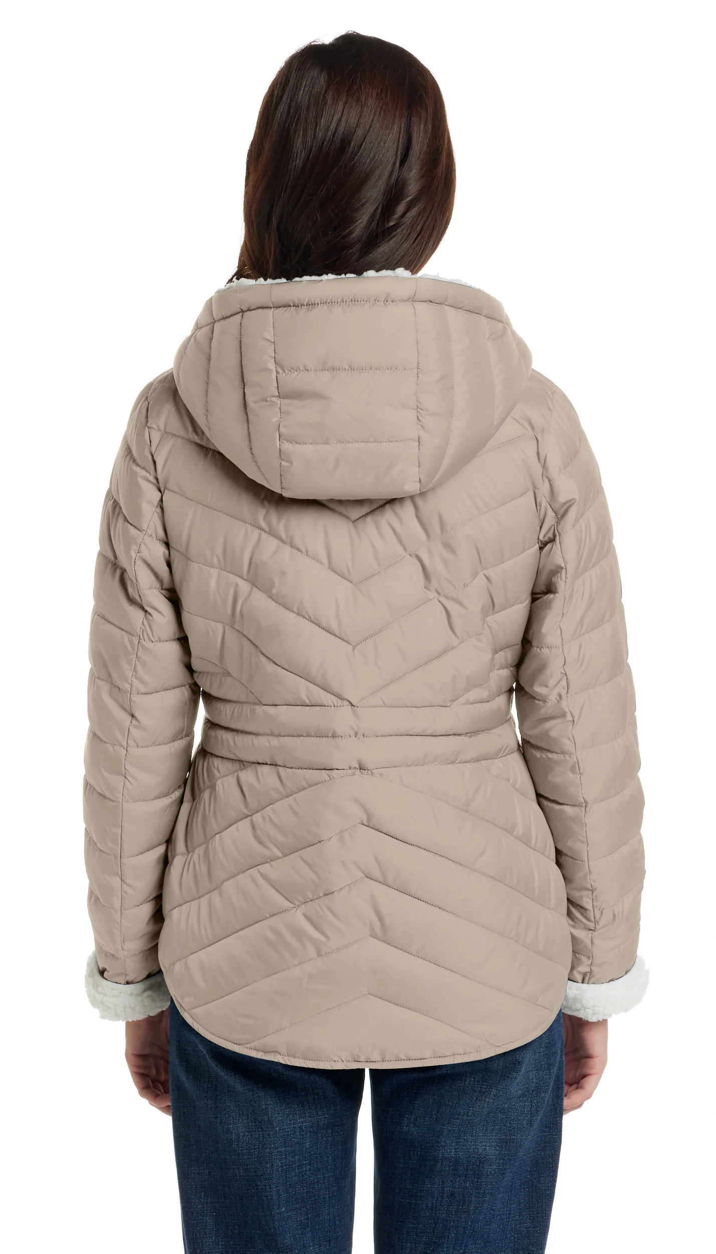 CHEVRON QUILTED PUFFER COAT WITH COZY FLEECE LINING - Image 17
