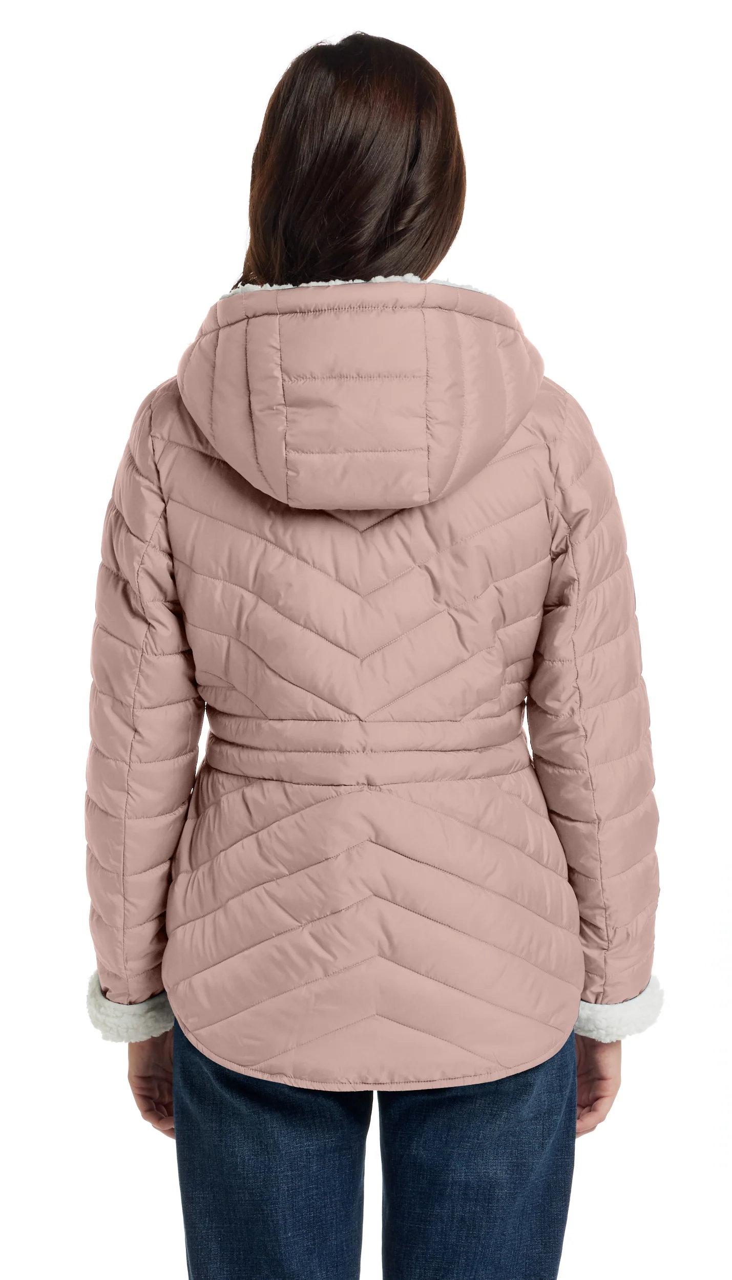 CHEVRON QUILTED PUFFER COAT WITH COZY FLEECE LINING - Image 23