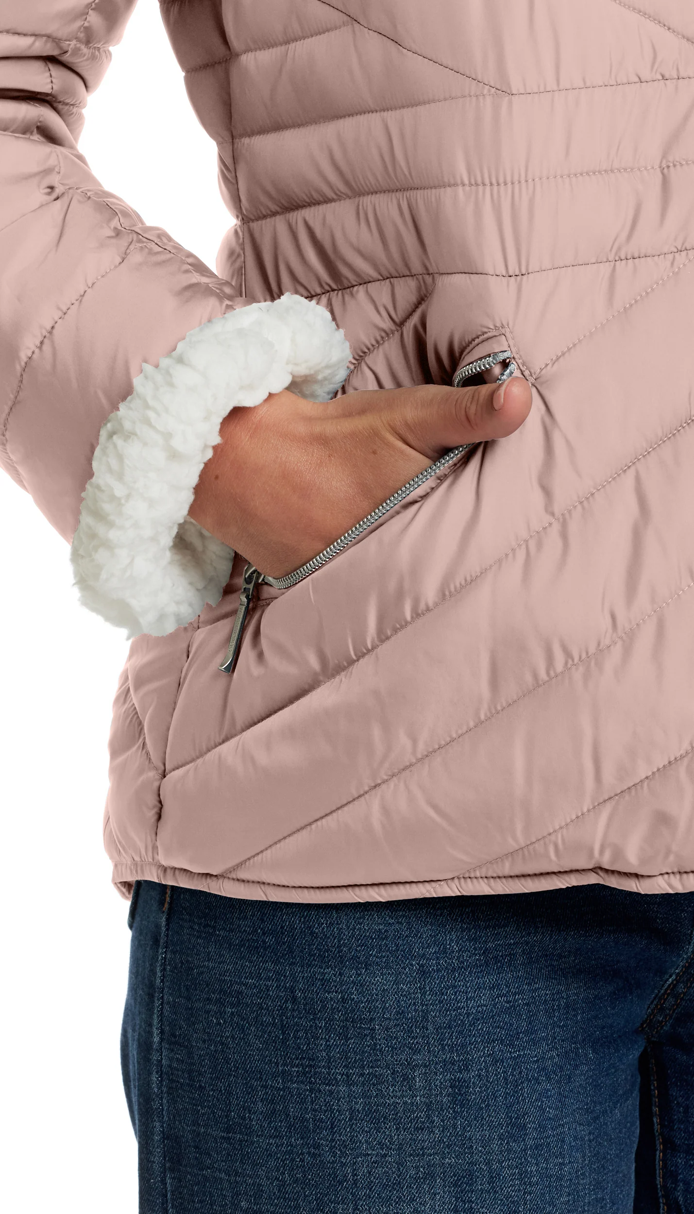 CHEVRON QUILTED PUFFER COAT WITH COZY FLEECE LINING - Image 27