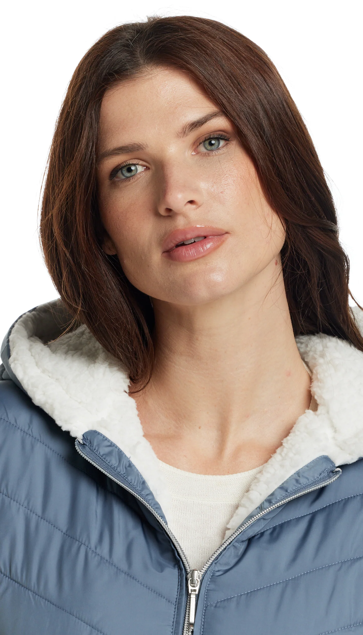 CHEVRON QUILTED PUFFER COAT WITH COZY FLEECE LINING - Image 6