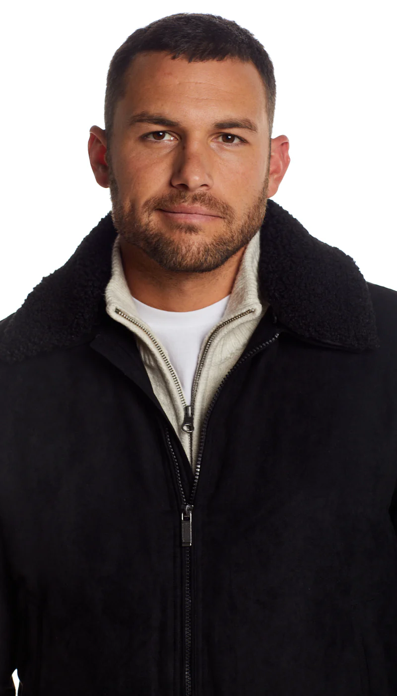 MICRO SUEDE BOMBER JACKET WITH FAUX FUR COLLAR - Image 12
