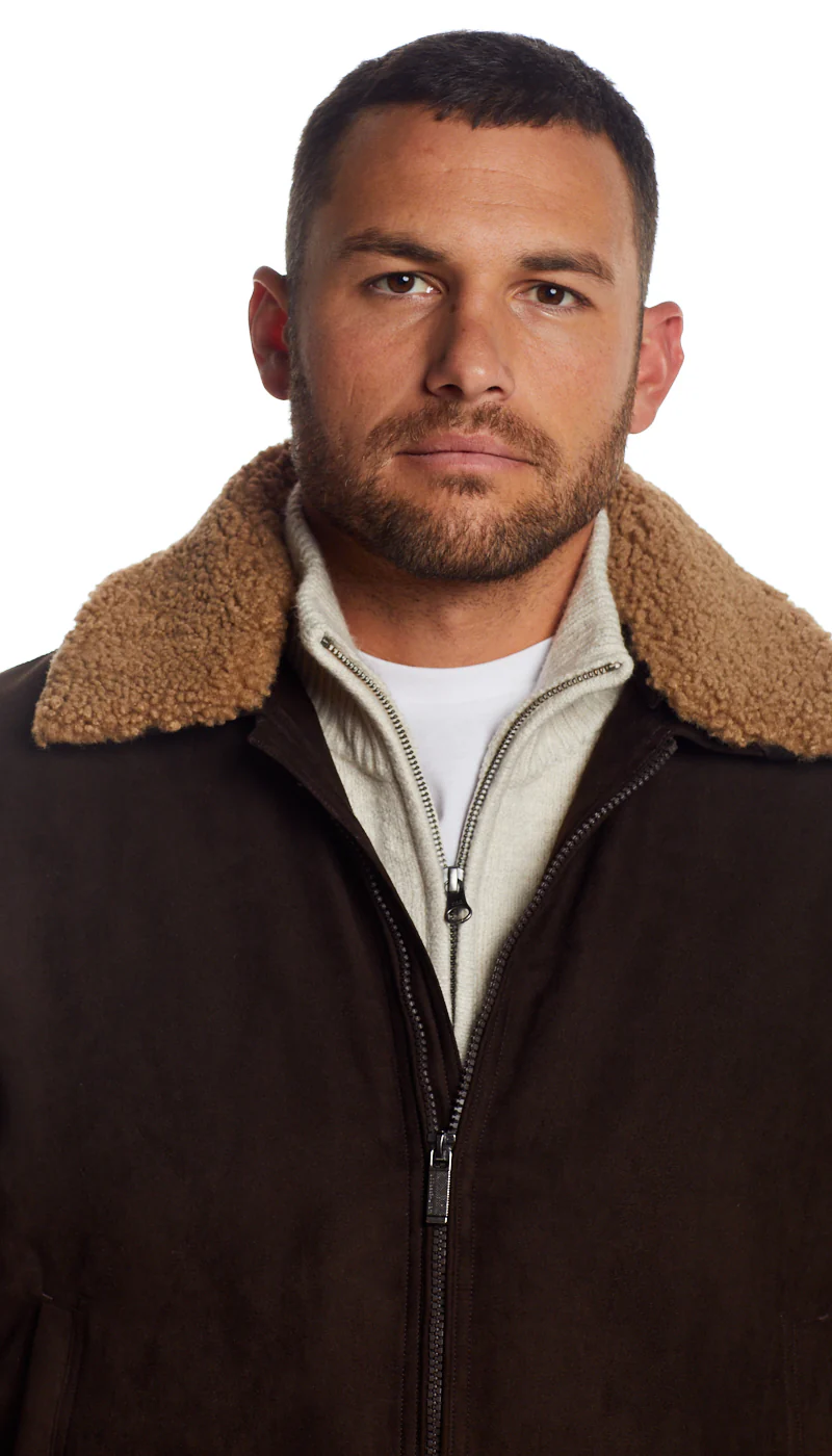 MICRO SUEDE BOMBER JACKET WITH FAUX FUR COLLAR - Image 7