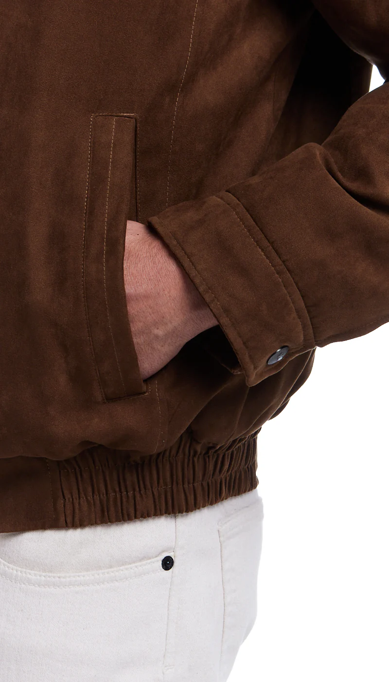 MICROSUEDE SHIRT COLLAR BOMBER JACKET - Image 10