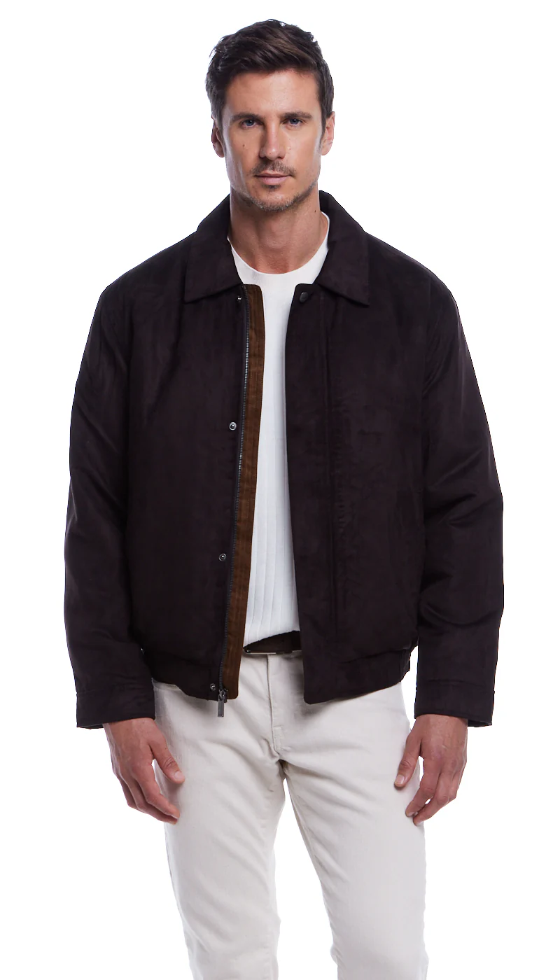 MICROSUEDE SHIRT COLLAR BOMBER JACKET - Image 11